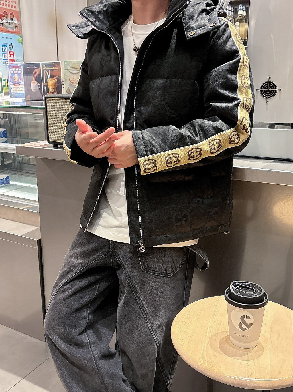 Gucci Down Jacket Goose Down Black S-m-l-xl