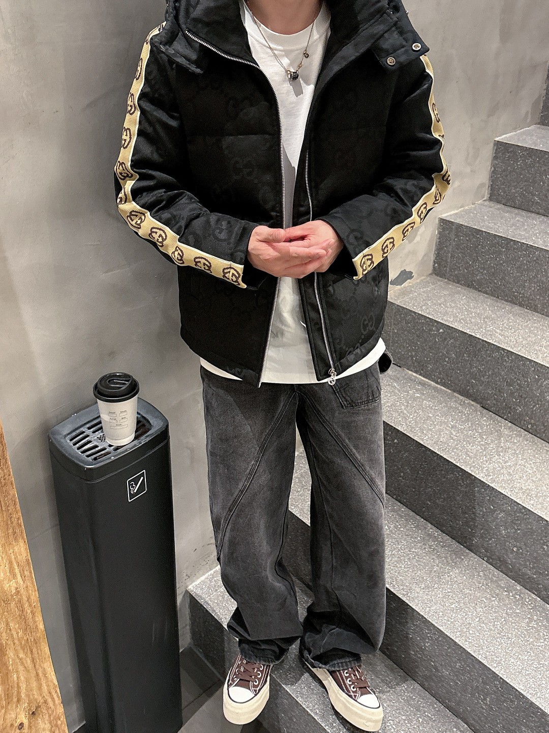 Gucci Down Jacket Goose Down Black S-m-l-xl