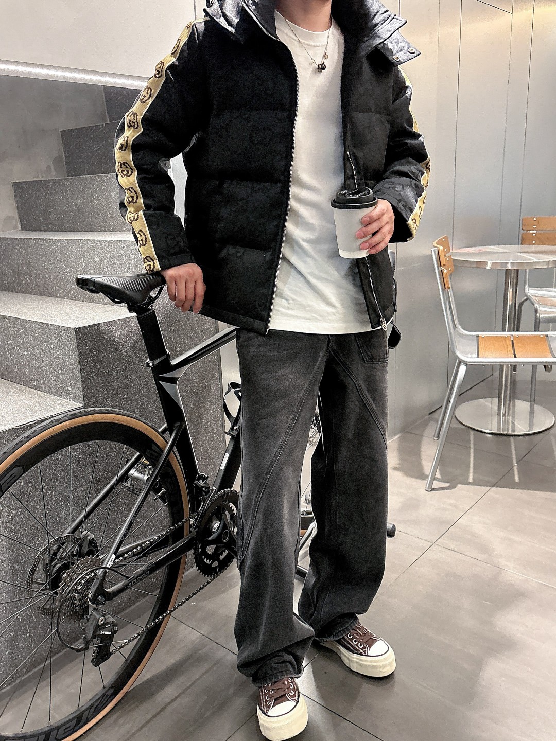 Gucci Down Jacket Goose Down Black S-m-l-xl