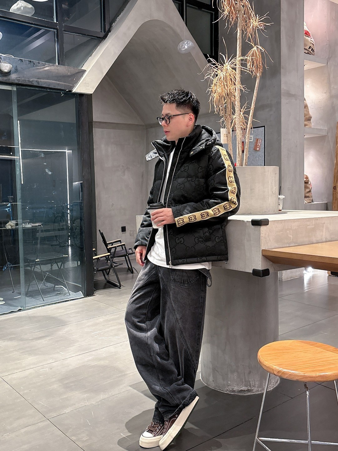 Gucci Down Jacket Goose Down Black S-m-l-xl