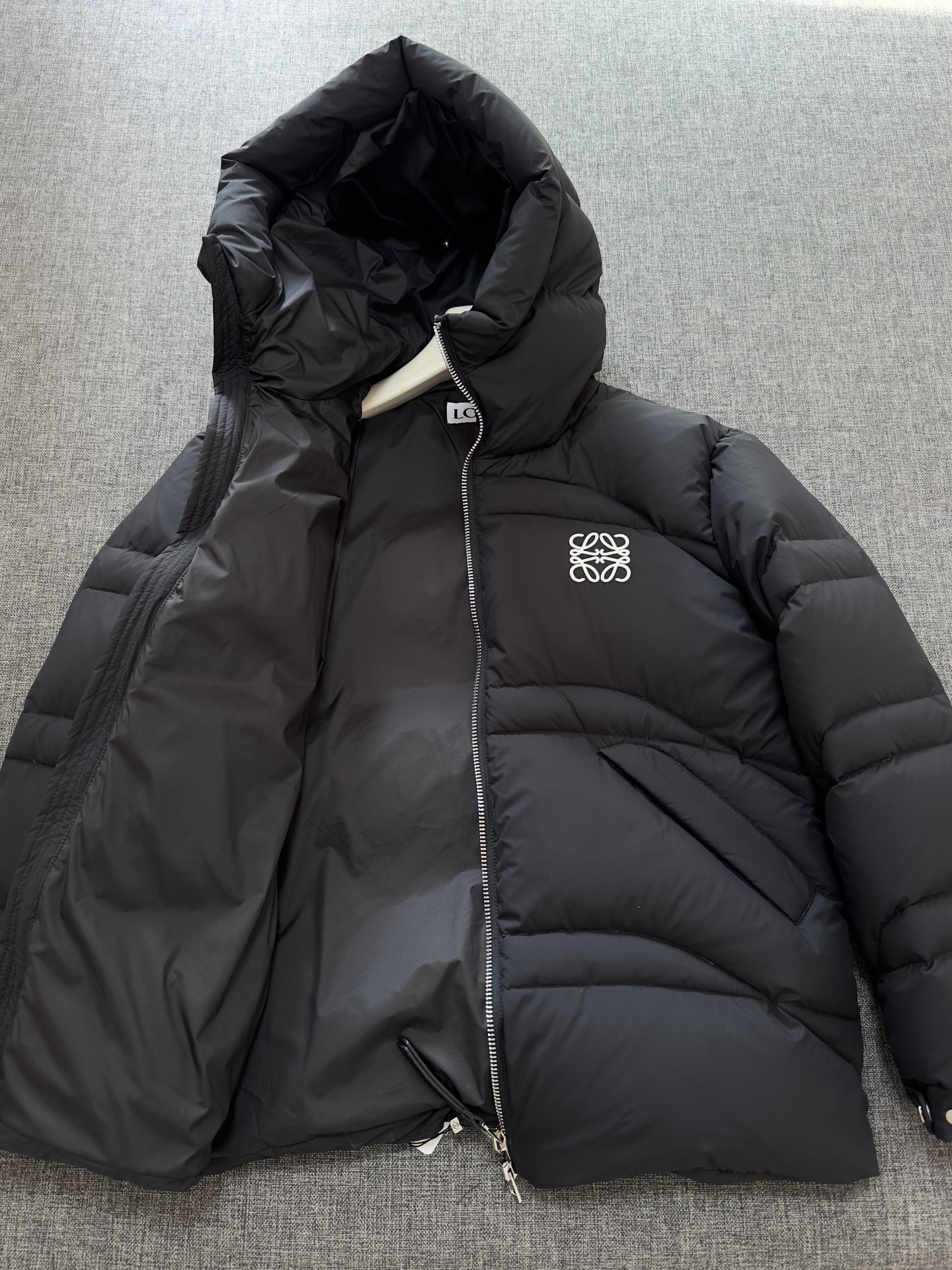 Loewe Couple Down Jacket Polyester Black Hooded S-m-l-xl