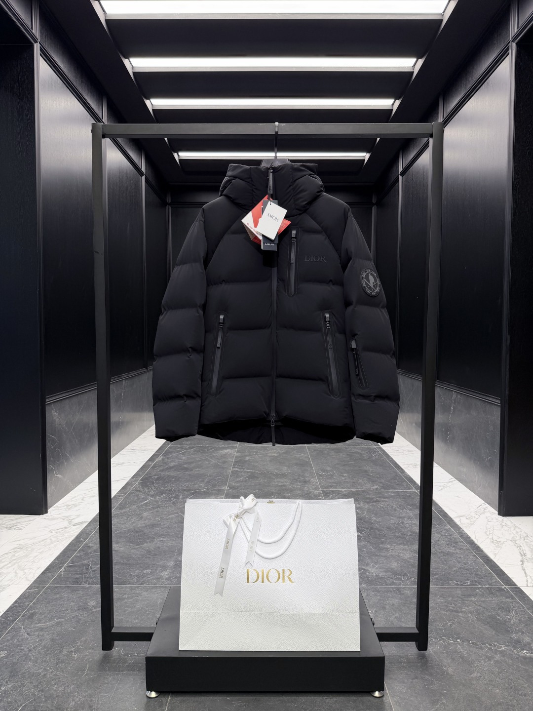 Dior Couple Down Jacket Goose Down Black Hooded S-m-l