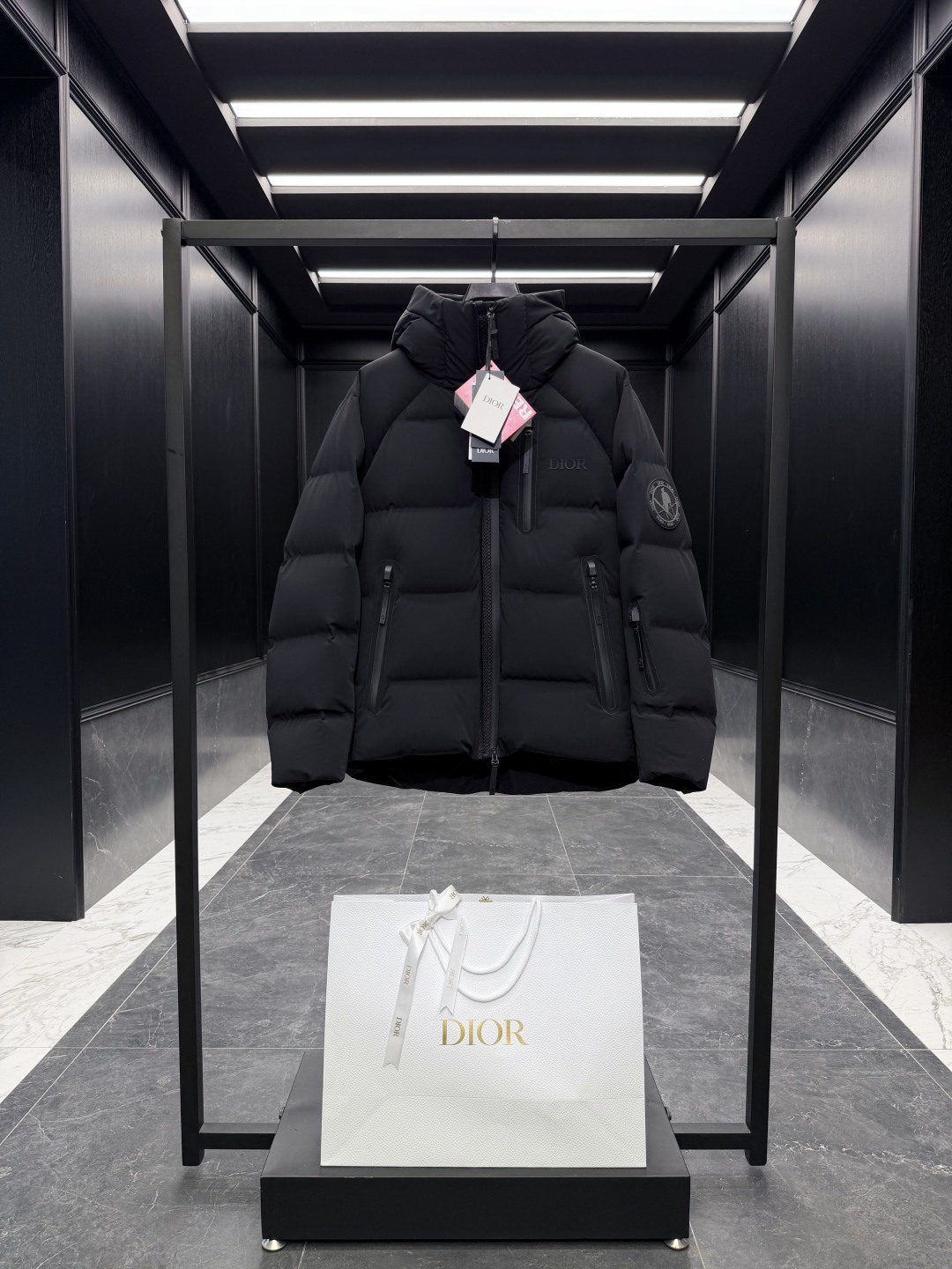 Dior Couple Down Jacket Goose Down Black Hooded S-m-l