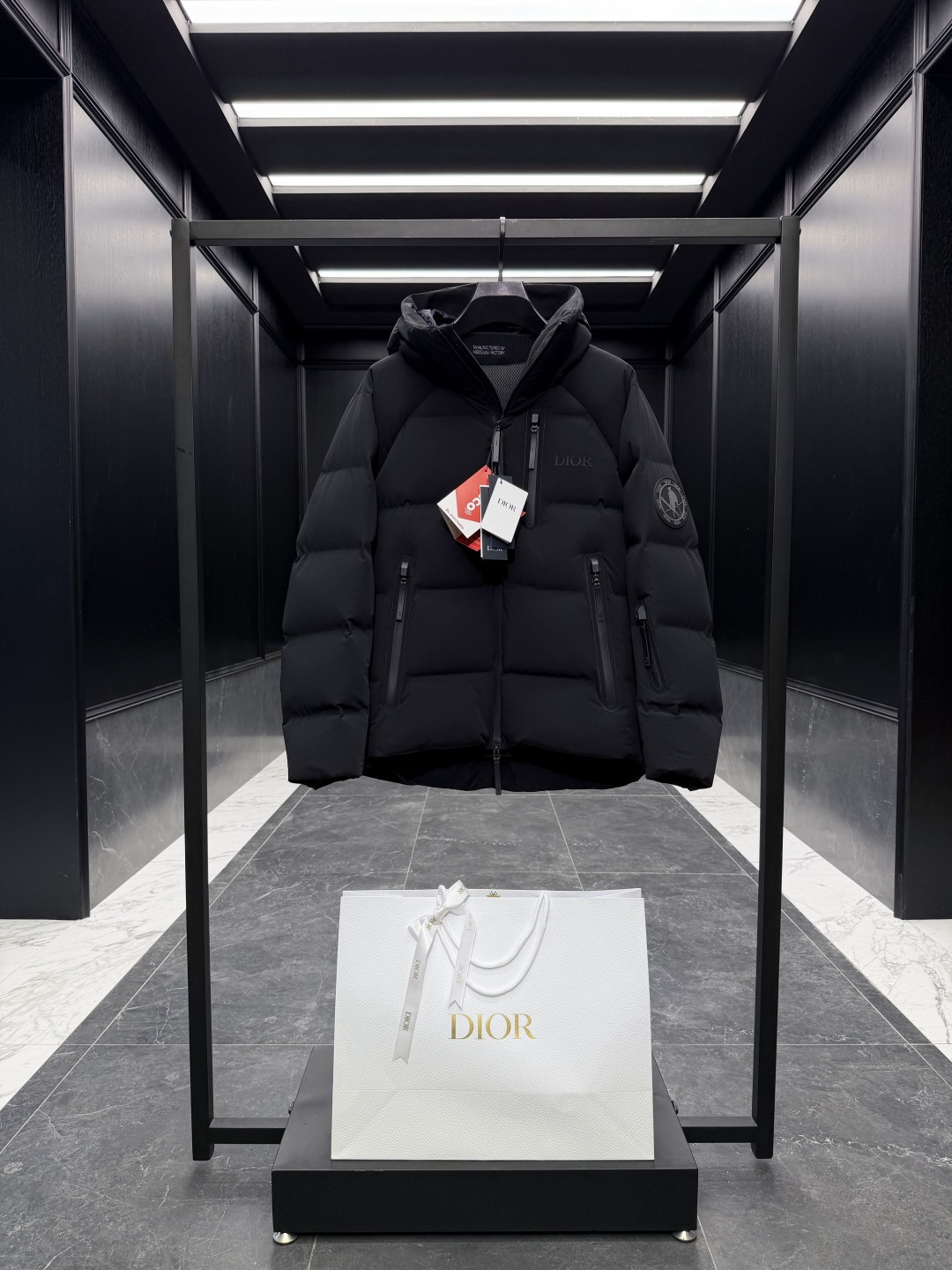 Dior Couple Down Jacket Goose Down Black Hooded S-m-l