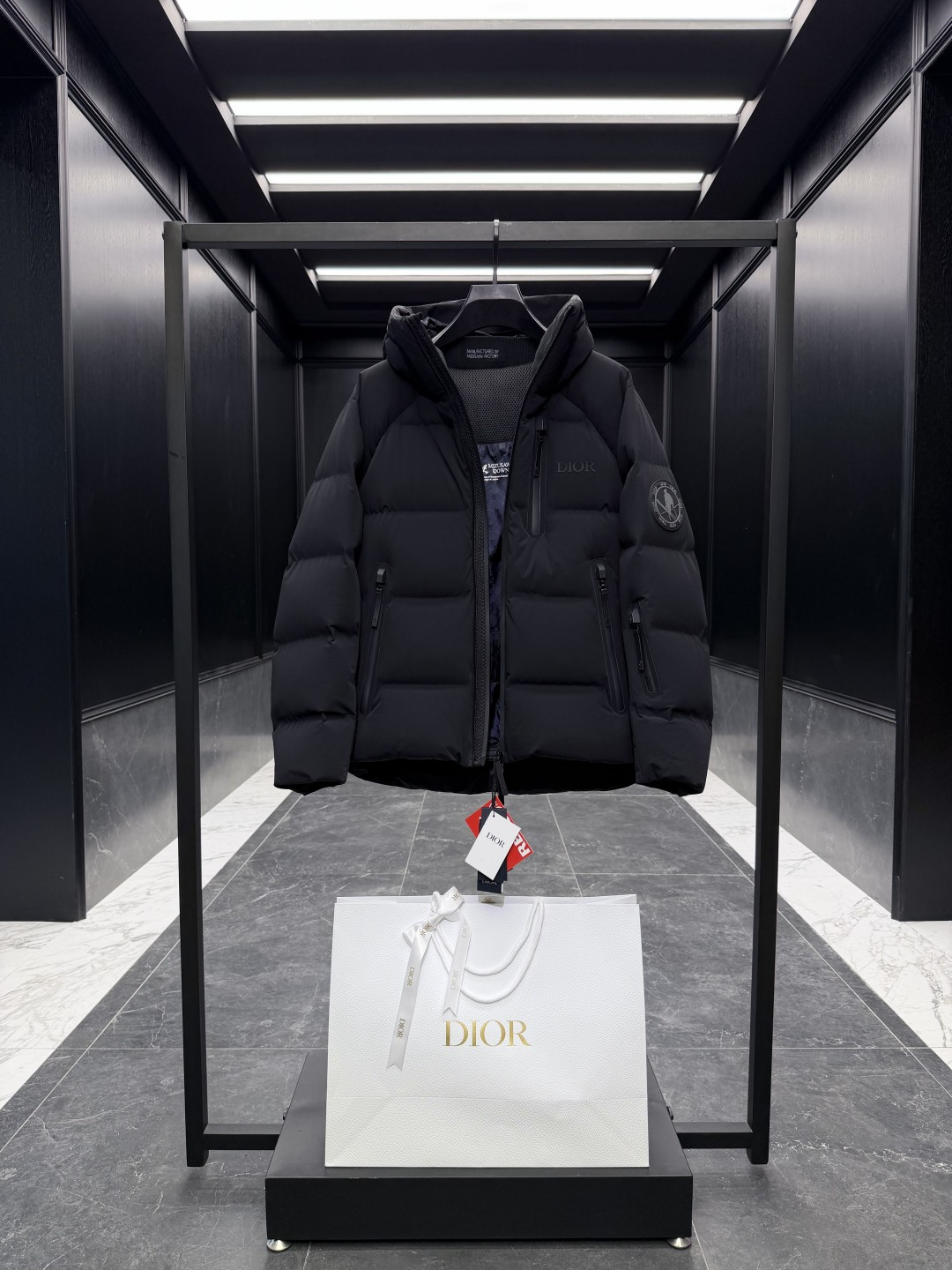 Dior Couple Down Jacket Goose Down Black Hooded S-m-l