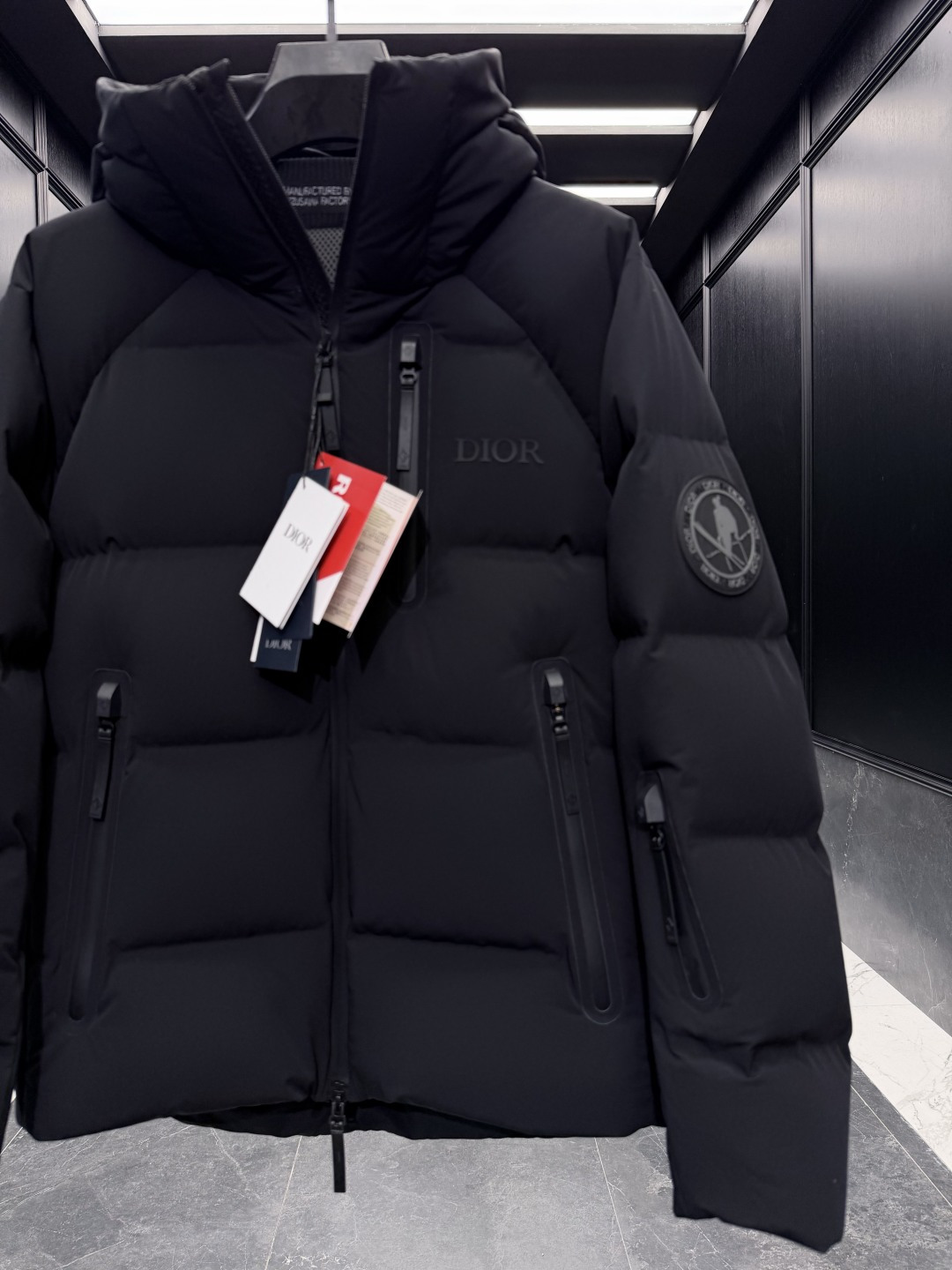 Dior Couple Down Jacket Goose Down Black Hooded S-m-l