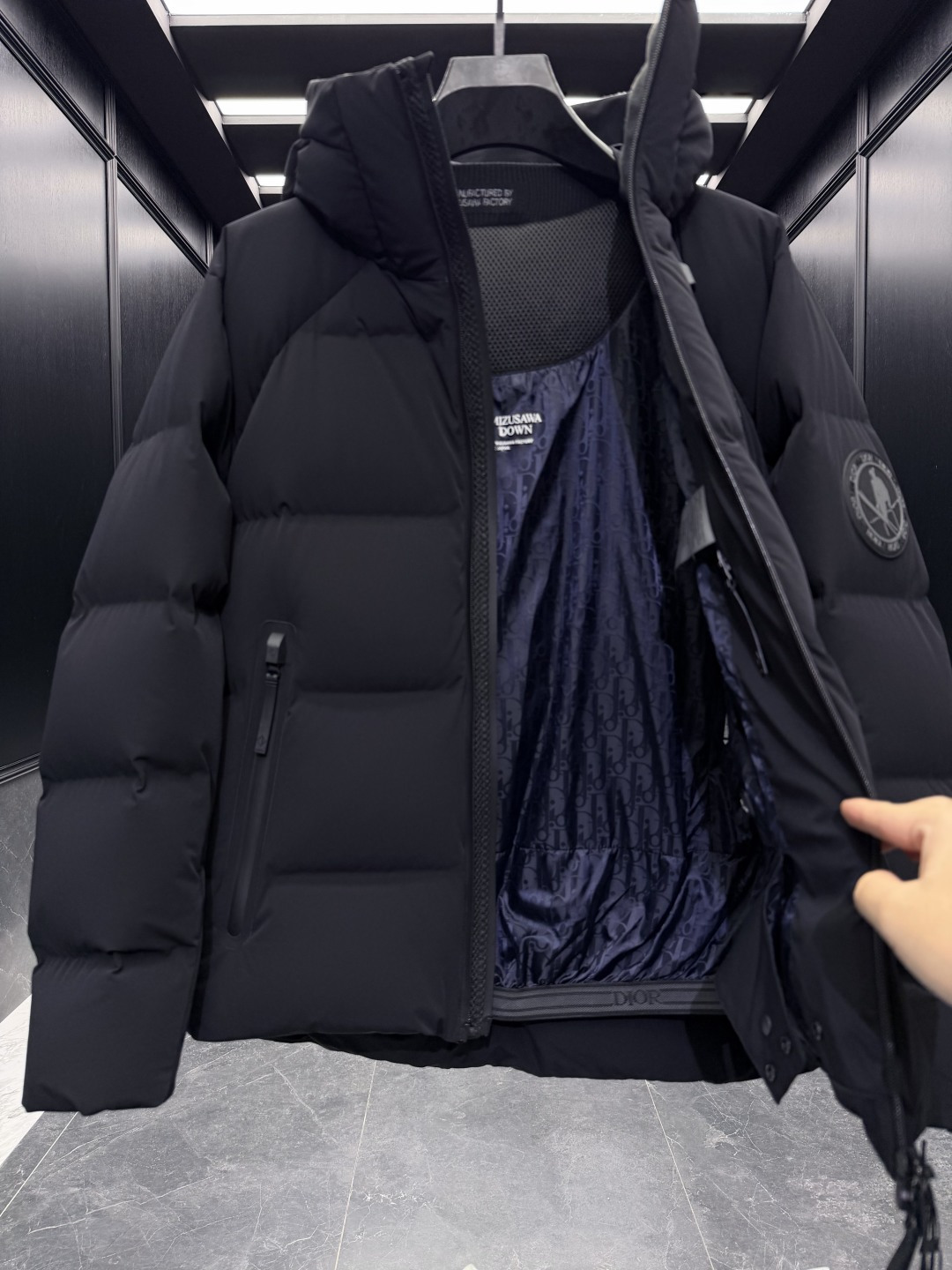 Dior Couple Down Jacket Goose Down Black Hooded S-m-l