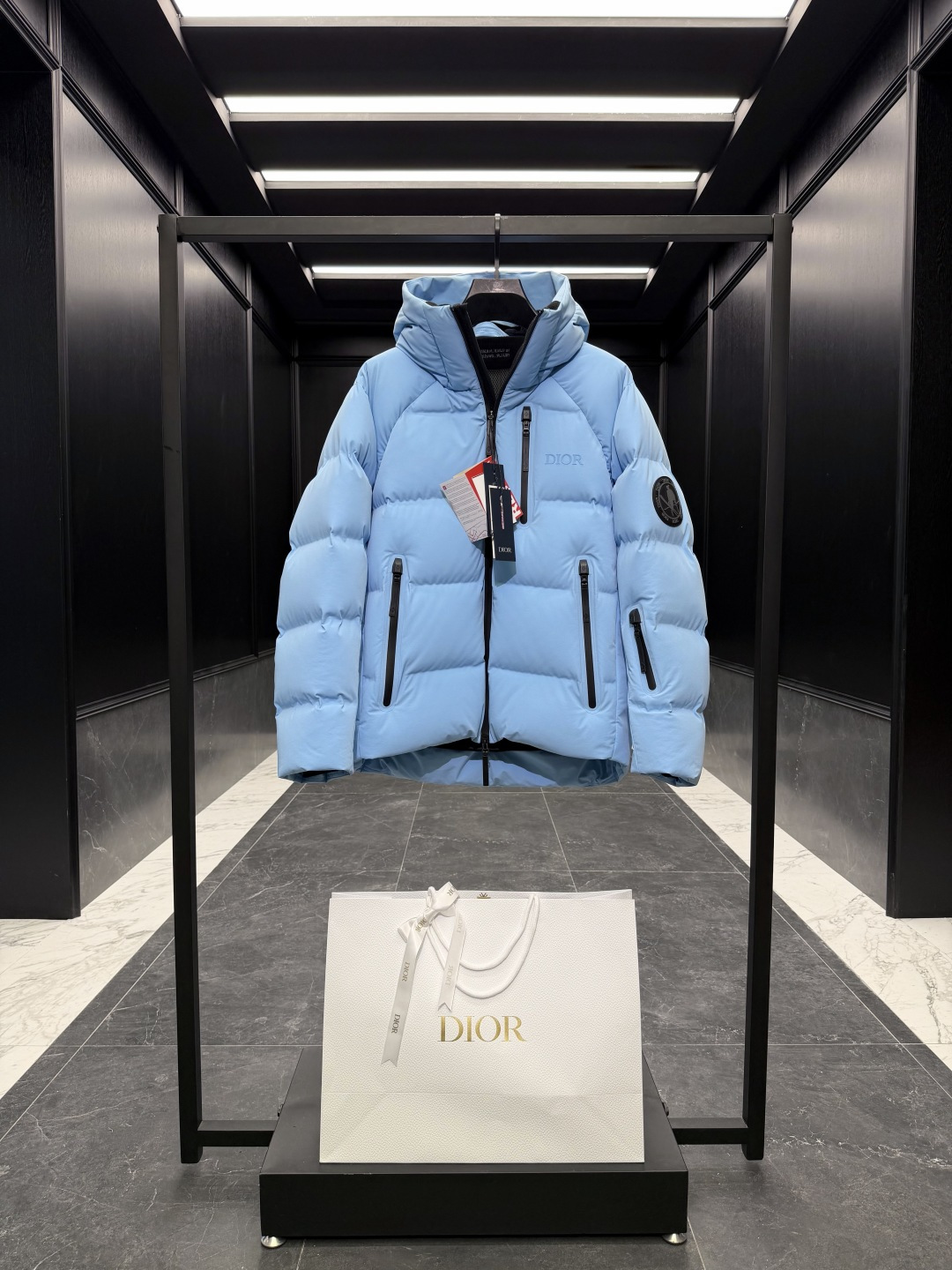 Dior Couple Down Jacket Goose Down Black Hooded S-m-l