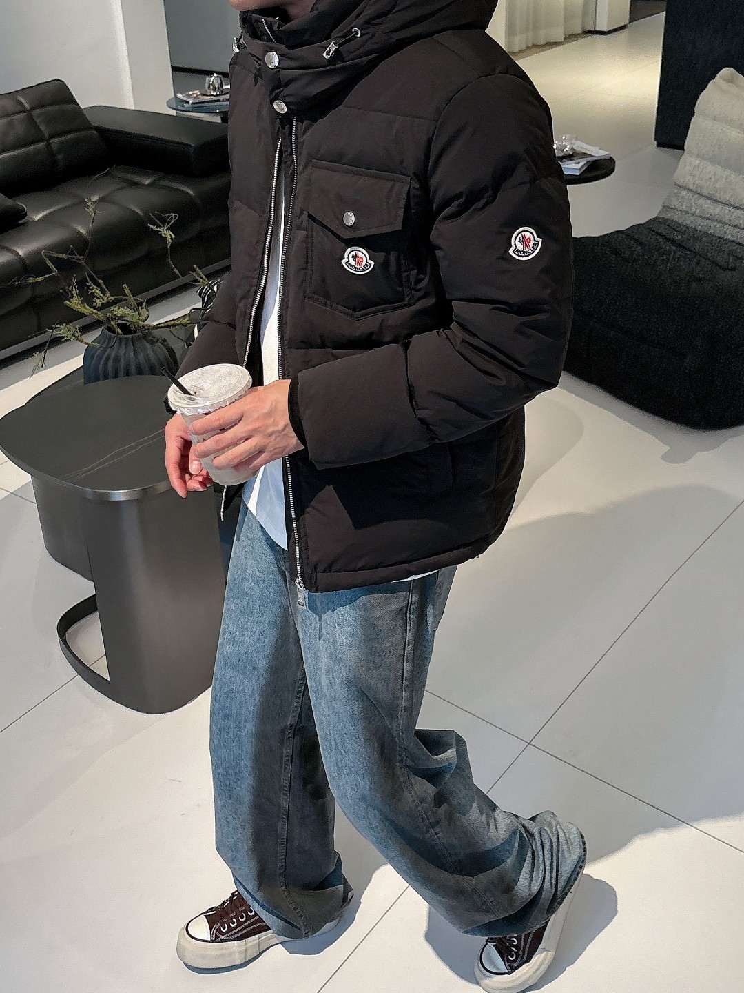 Moncler Down Jacket Goose Down Black S-m-l-xl