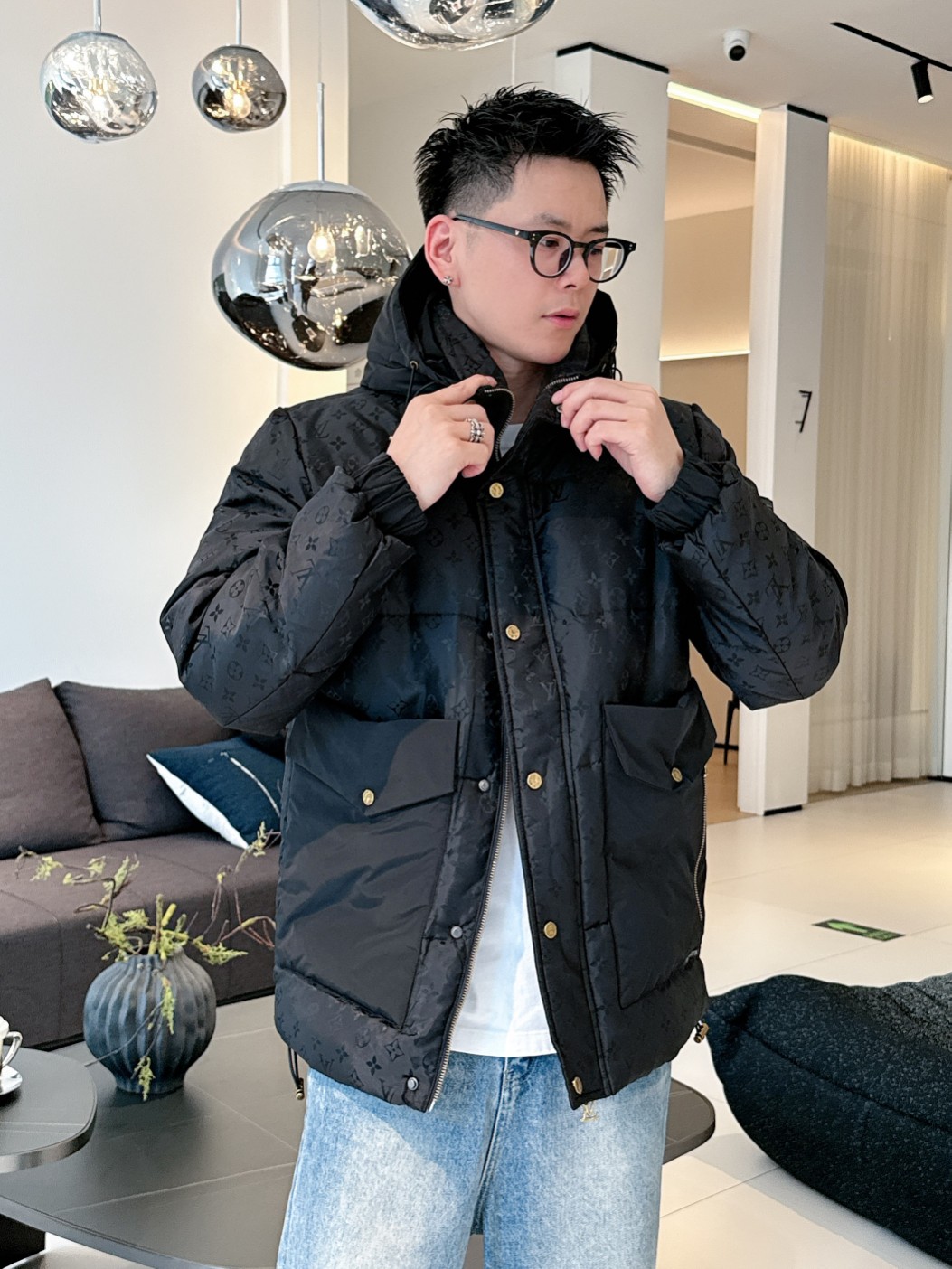 Louis Vuitton Down Jacket Goose Down Black S-m-l-xl