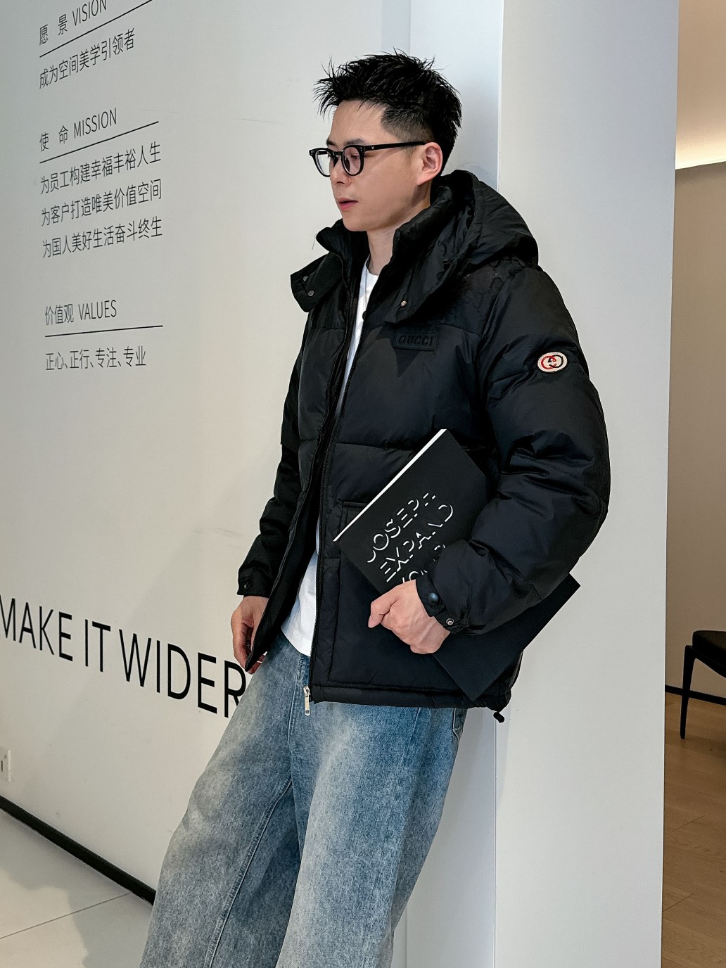 Gucci Down Jacket Goose Down Black S-m-l-xl