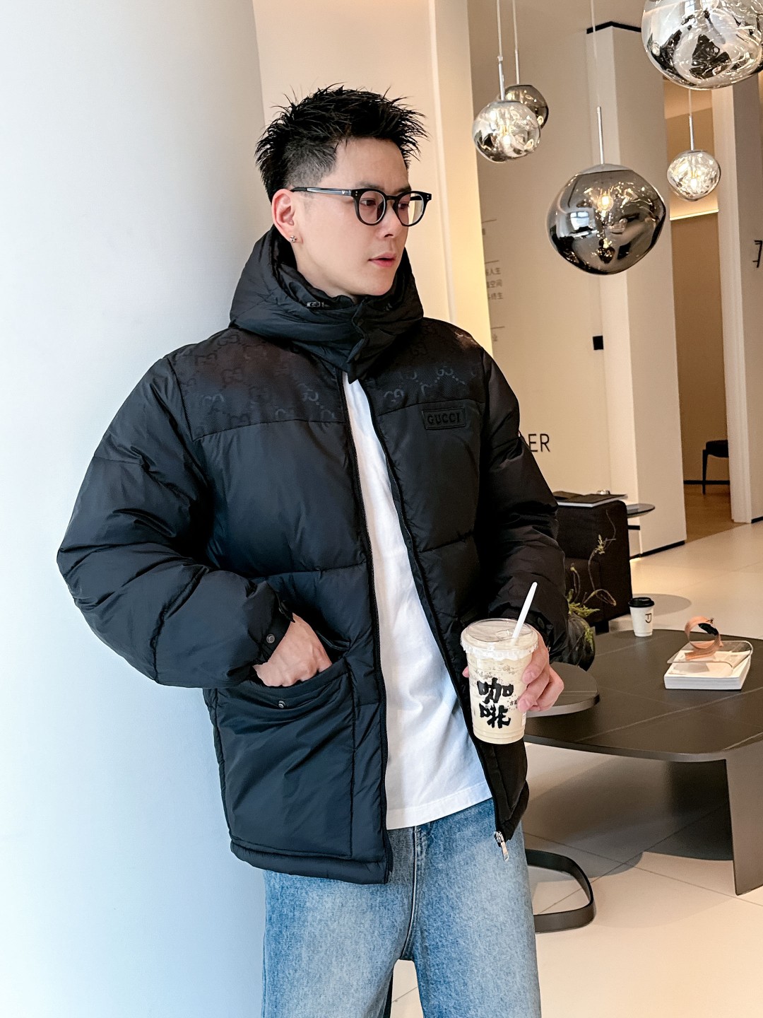 Gucci Down Jacket Goose Down Black S-m-l-xl
