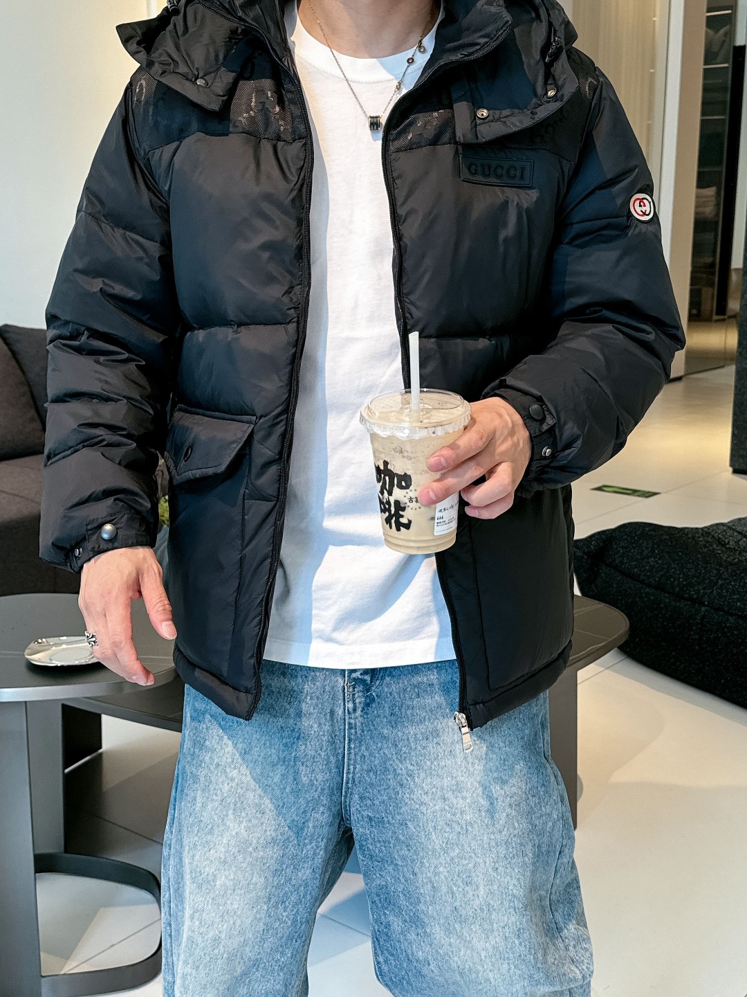 Gucci Down Jacket Goose Down Black S-m-l-xl