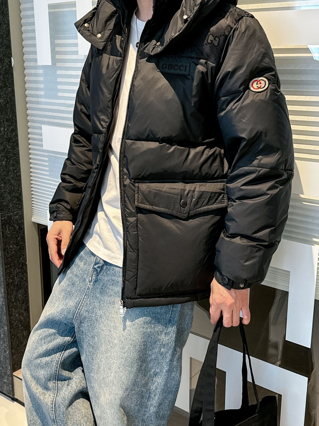 Gucci Down Jacket Goose Down Black S-m-l-xl