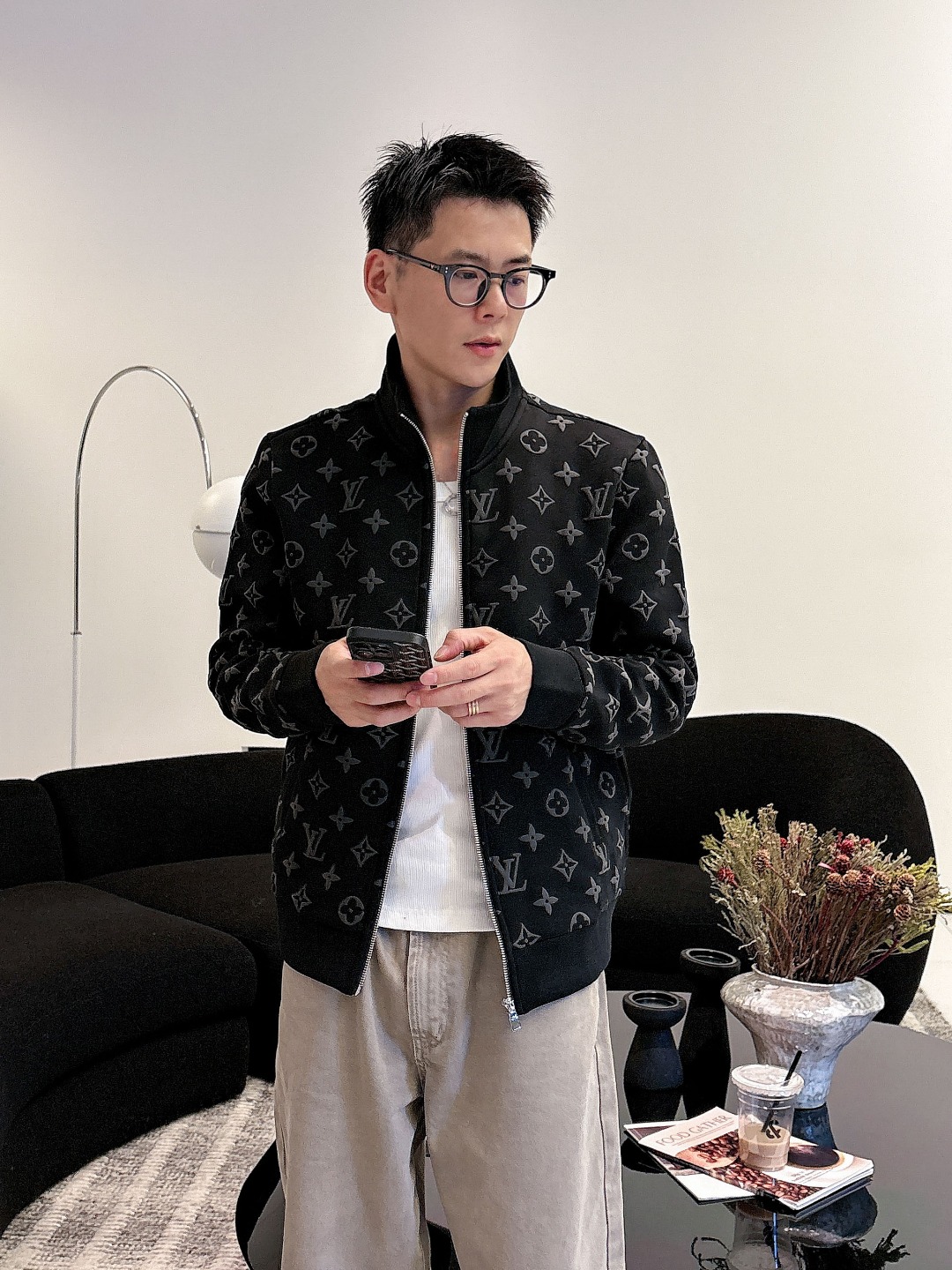 Louis Vuitton Couple Basic Clothing Black Couple Style S-m-l-xl