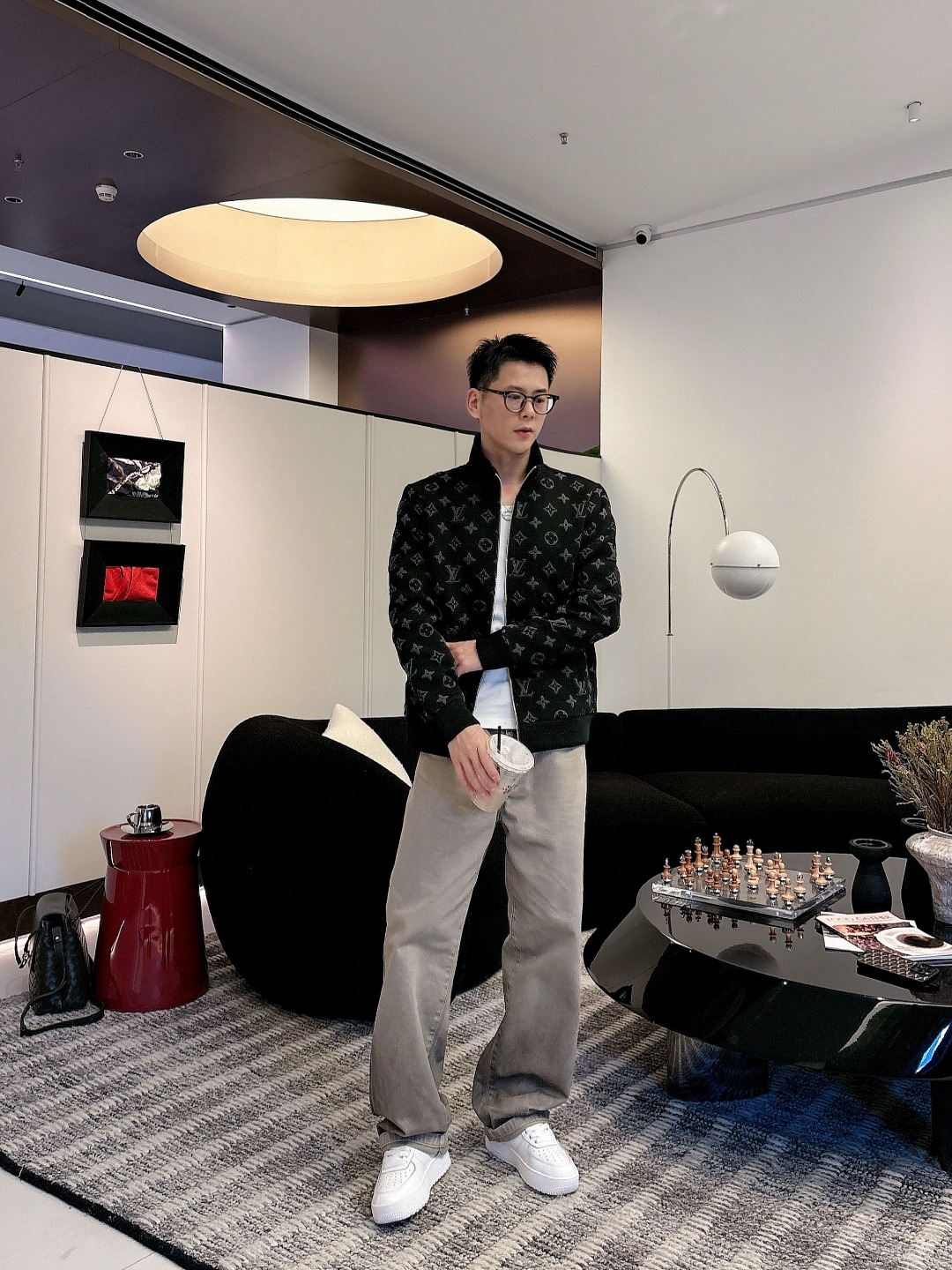 Louis Vuitton Couple Basic Clothing Black Couple Style S-m-l-xl