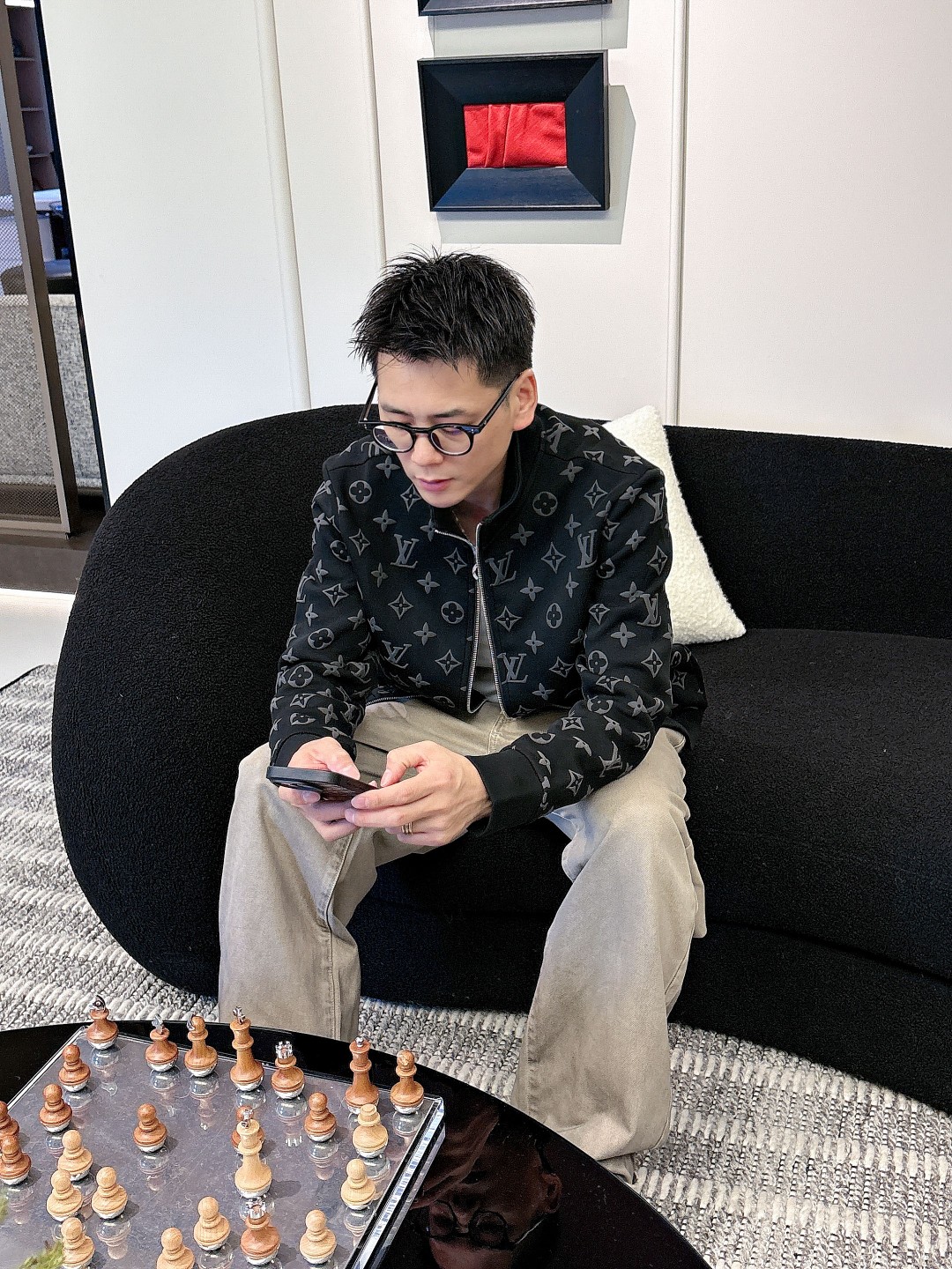 Louis Vuitton Couple Basic Clothing Black Couple Style S-m-l-xl