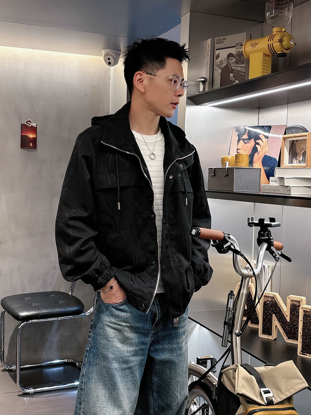 Louis Vuitton Male Jacket Black Couple Style S-m-l-xl