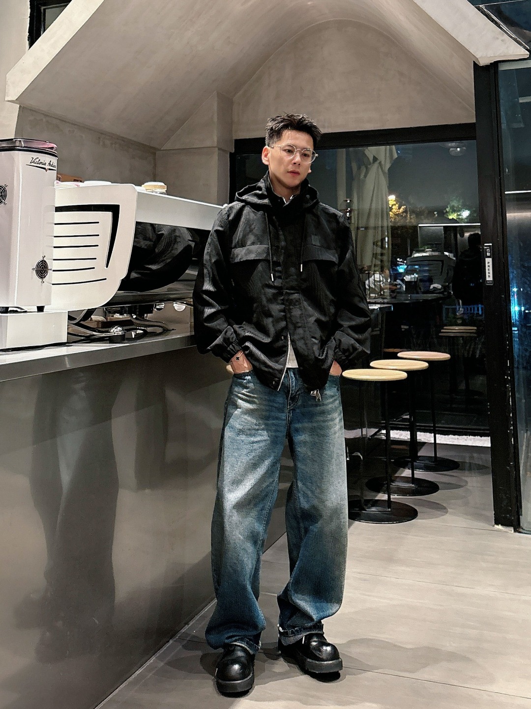 Louis Vuitton Male Jacket Black Couple Style S-m-l-xl