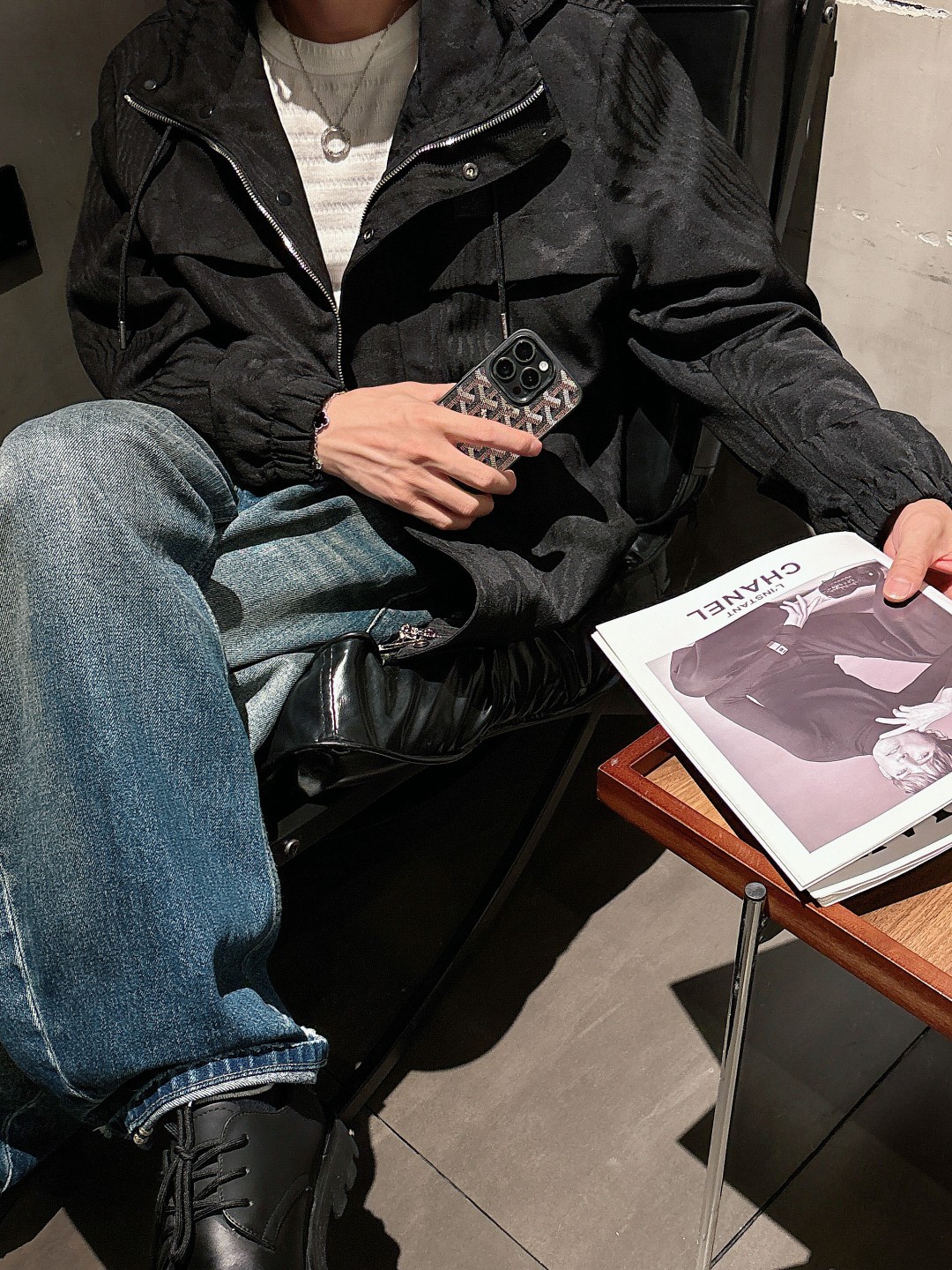 Louis Vuitton Male Jacket Black Couple Style S-m-l-xl