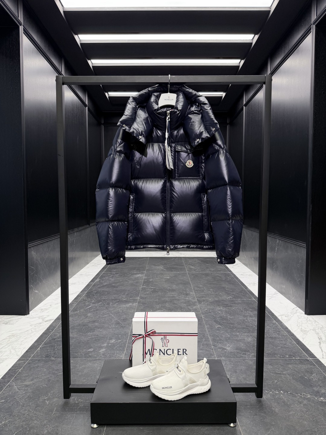 Moncler Male Down Jacket Blue Hooded S-m-l