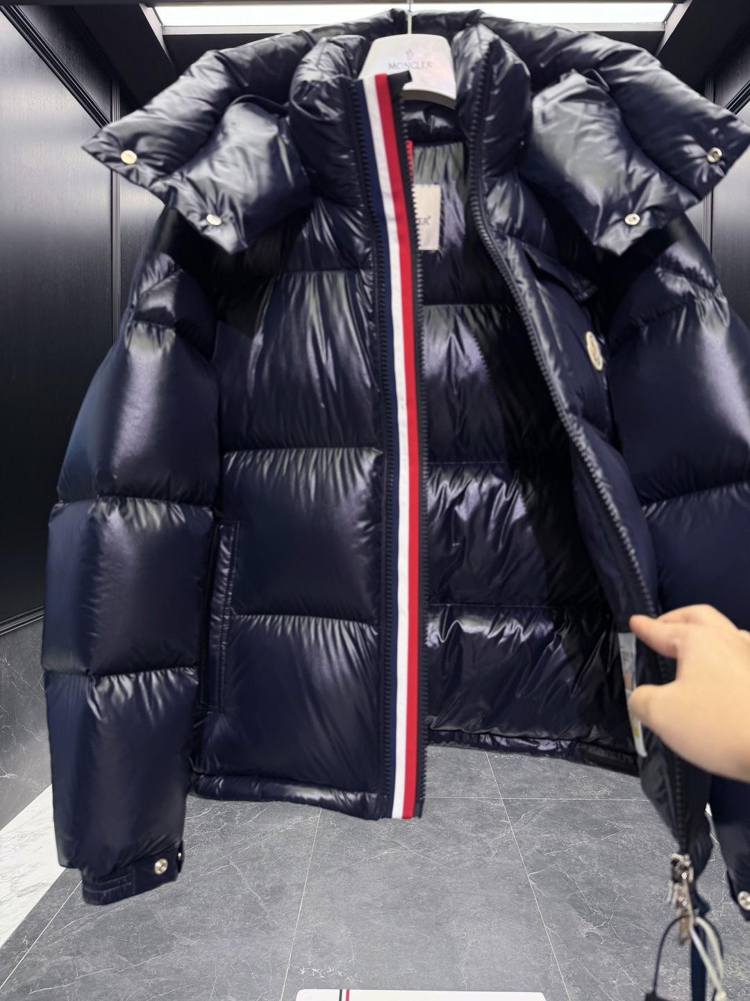 Moncler Male Down Jacket Blue Hooded S-m-l