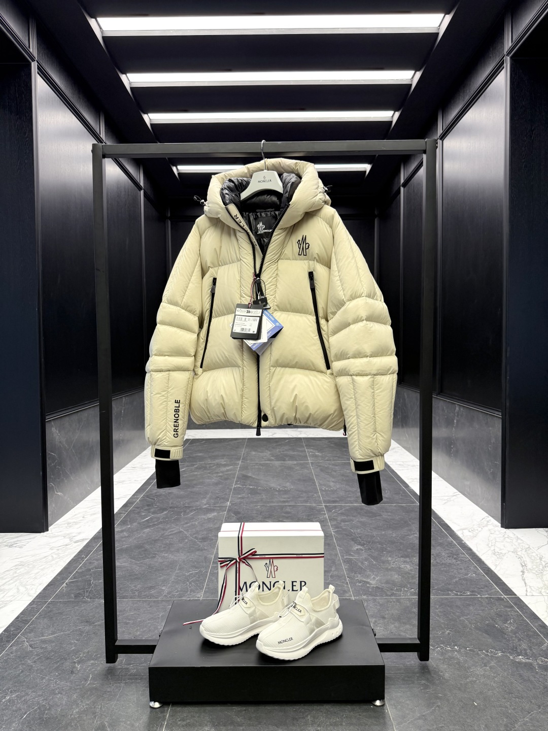 Moncler Male Down Jacket Knitted Black Hooded S-m-l
