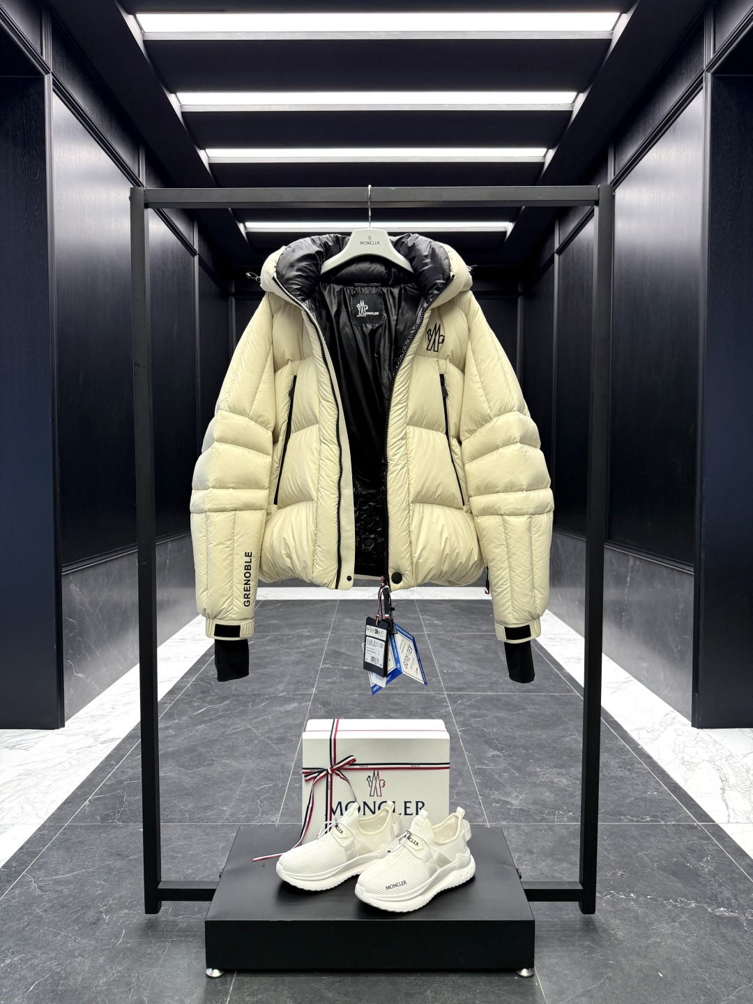 Moncler Male Down Jacket Knitted Black Hooded S-m-l