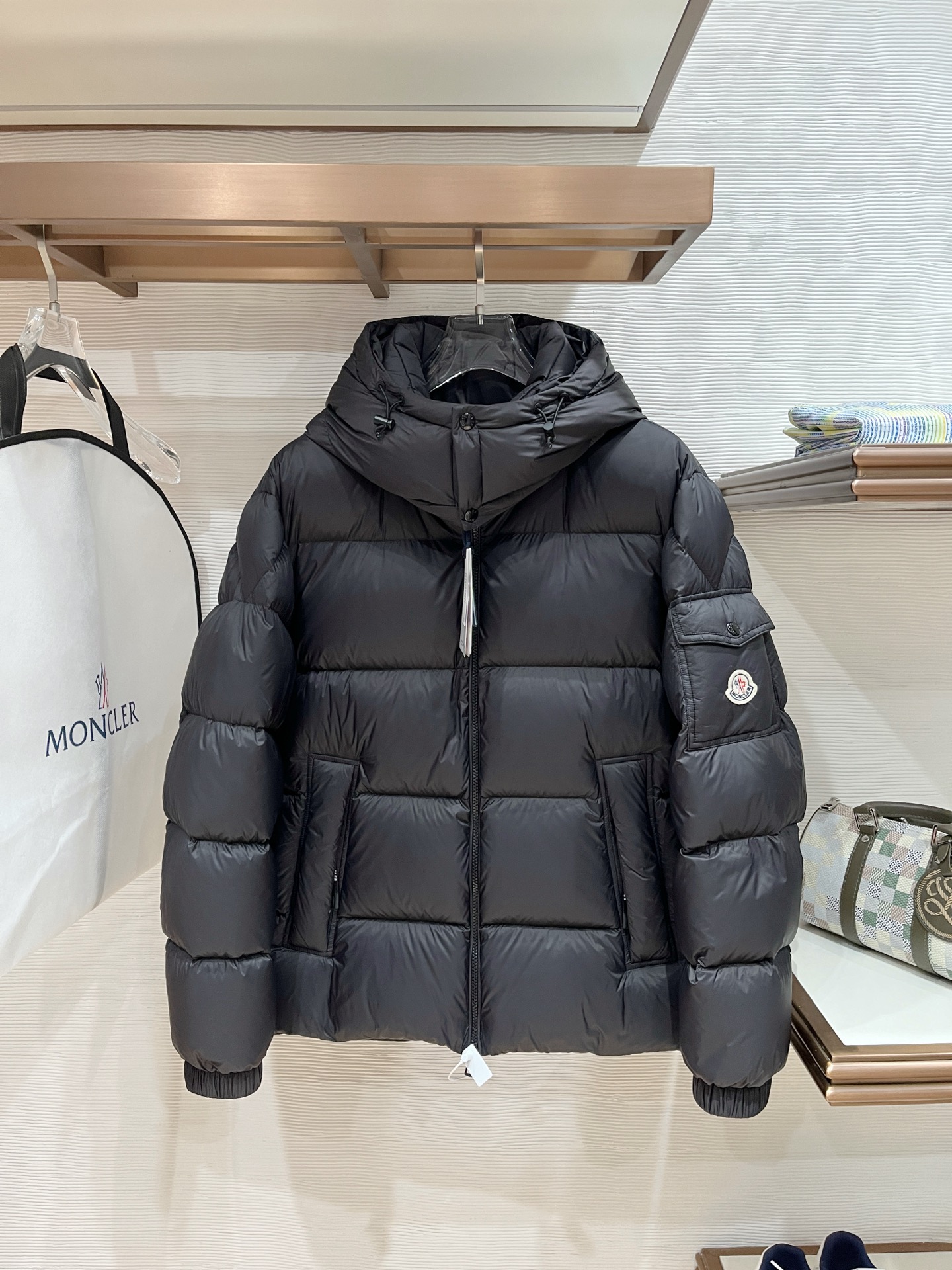 Moncler Male Down Jacket Goose Down Black Hooded S-m-l