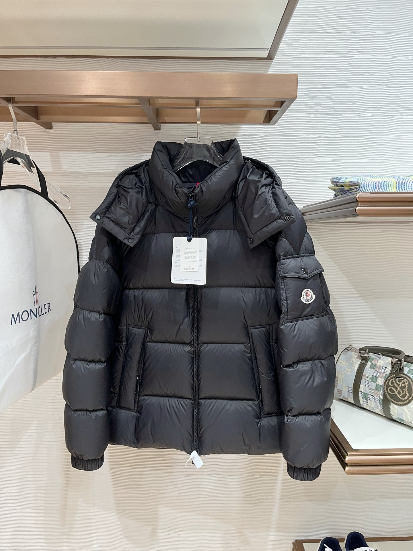 Moncler Male Down Jacket Goose Down Black Hooded S-m-l