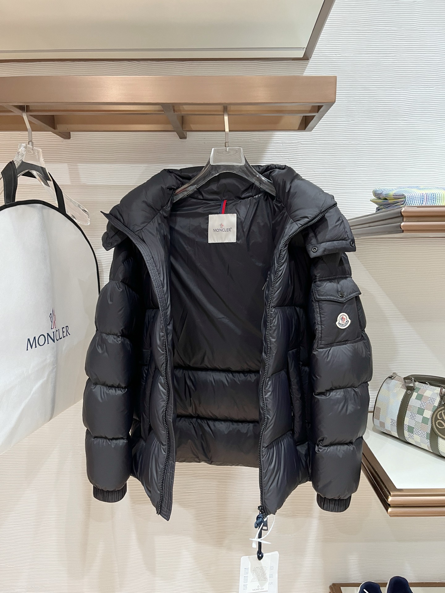 Moncler Male Down Jacket Goose Down Black Hooded S-m-l