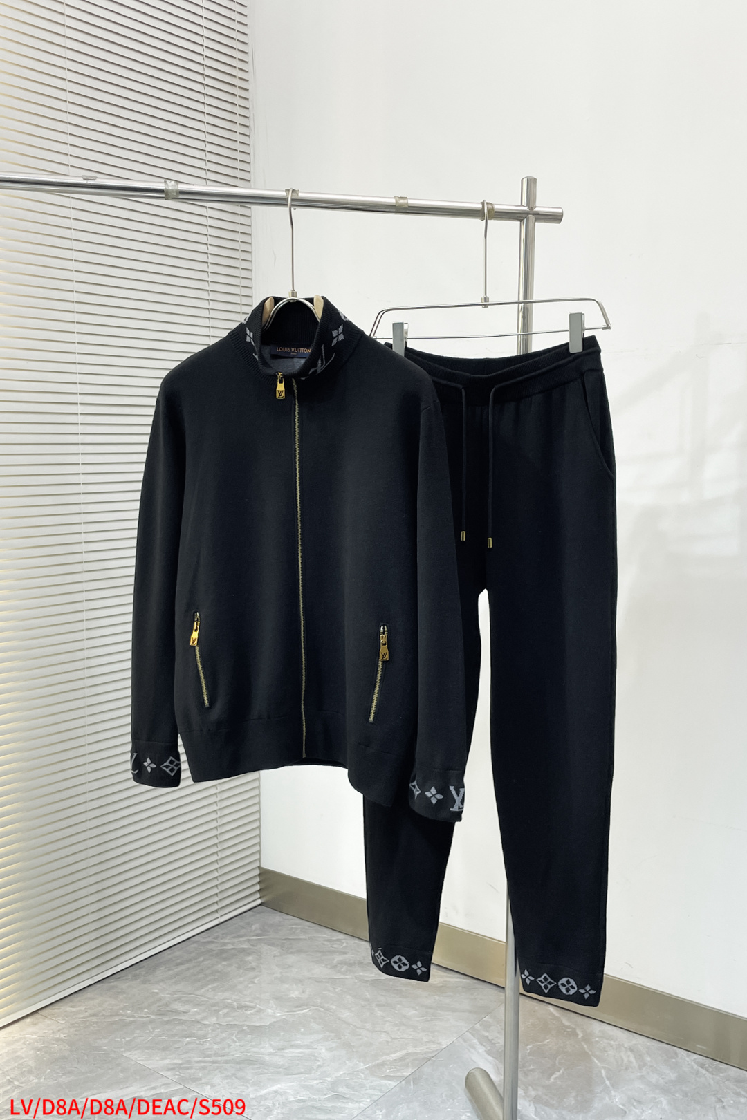 Louis Vuitton Sports Pants Knitted Black Loose Fit S-l-xxl