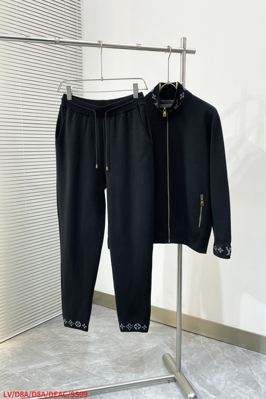Louis Vuitton Sports Pants Knitted Black Loose Fit S-l-xxl