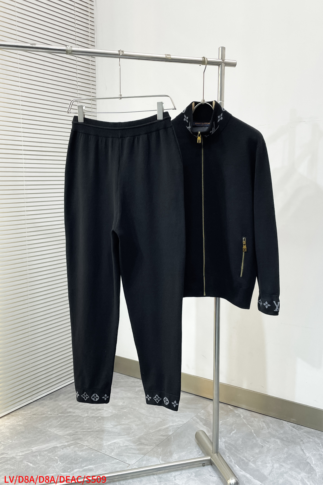 Louis Vuitton Sports Pants Knitted Black Loose Fit S-l-xxl