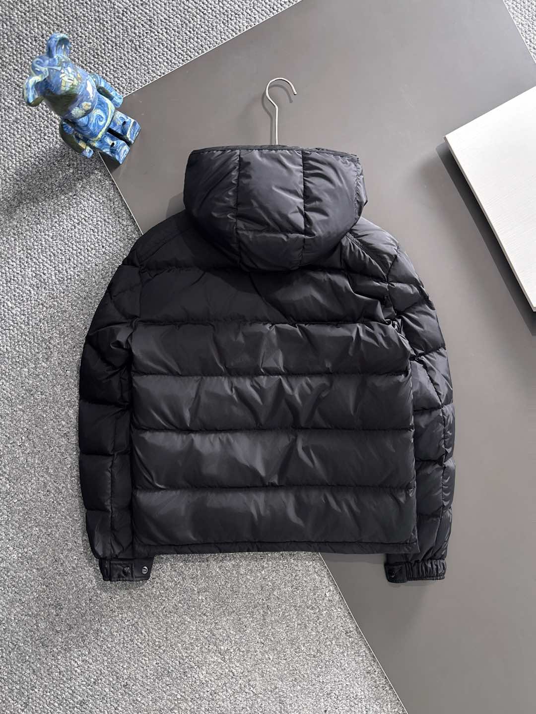 Male Down Jacket White Duck Down Black Hooded M-l