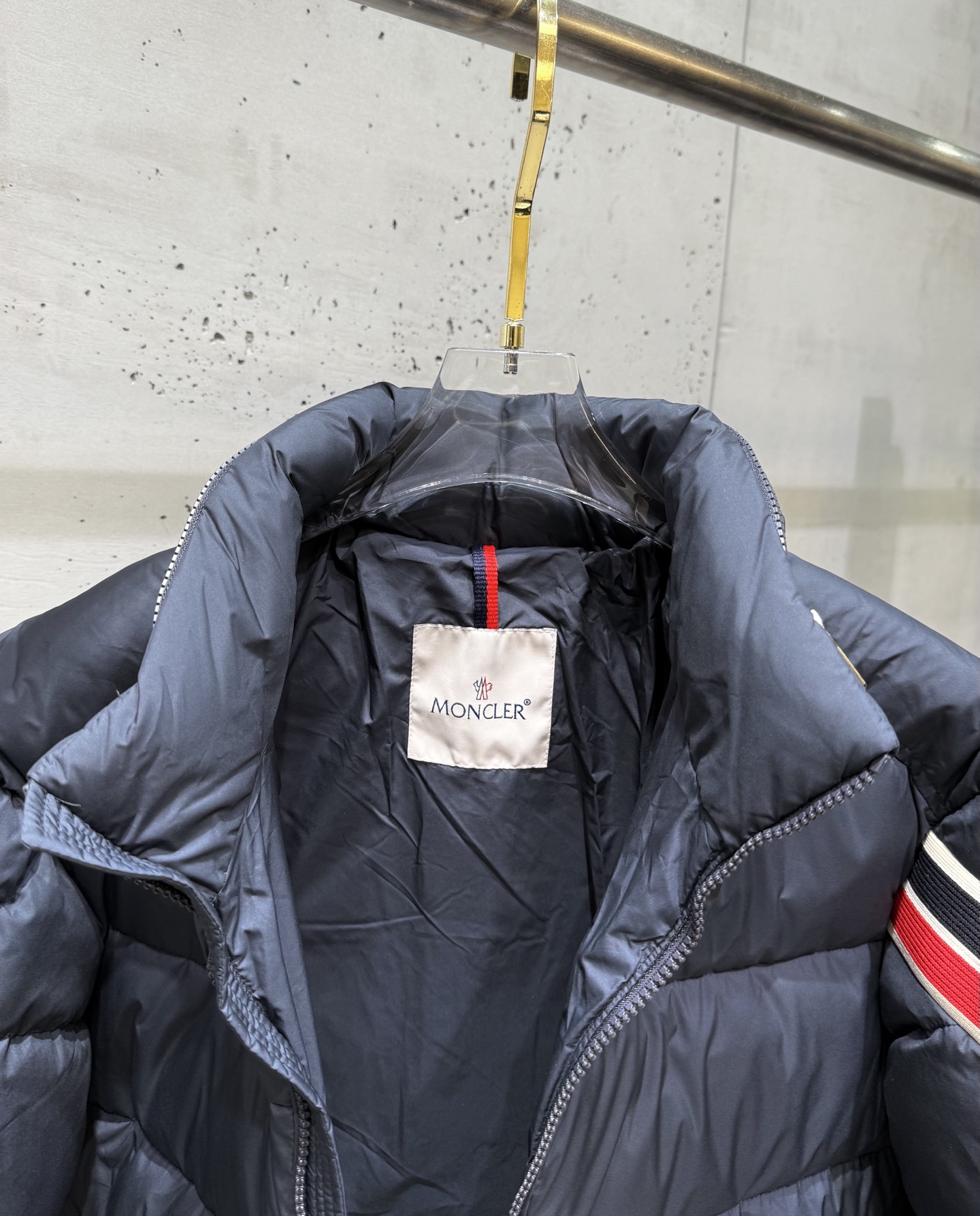 Moncler Male Basic Clothing White Duck Down Black Striped S-m-l