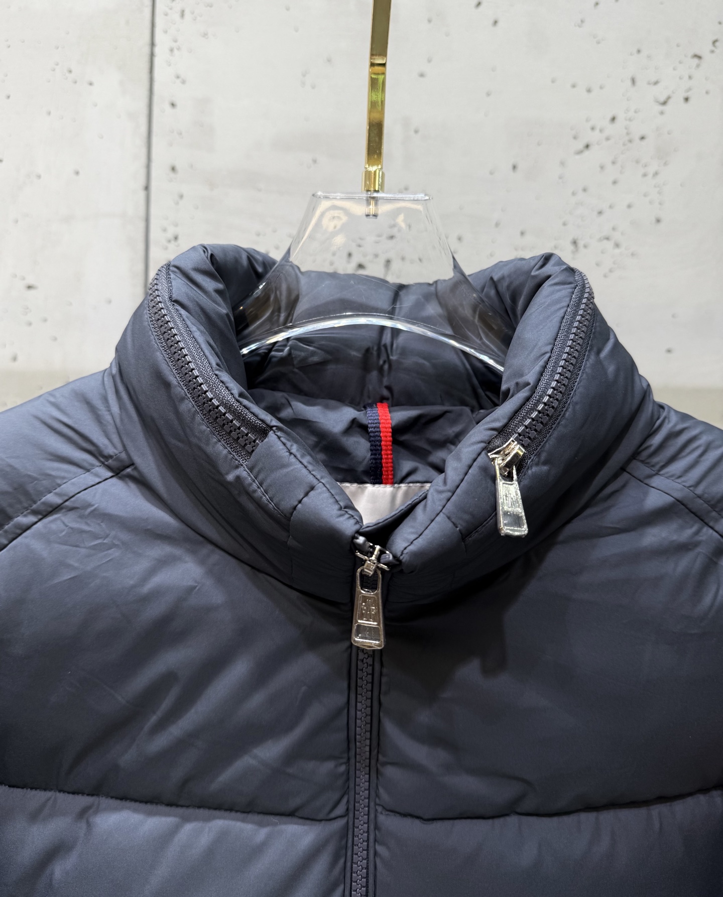 Moncler Male Basic Clothing White Duck Down Black Striped S-m-l