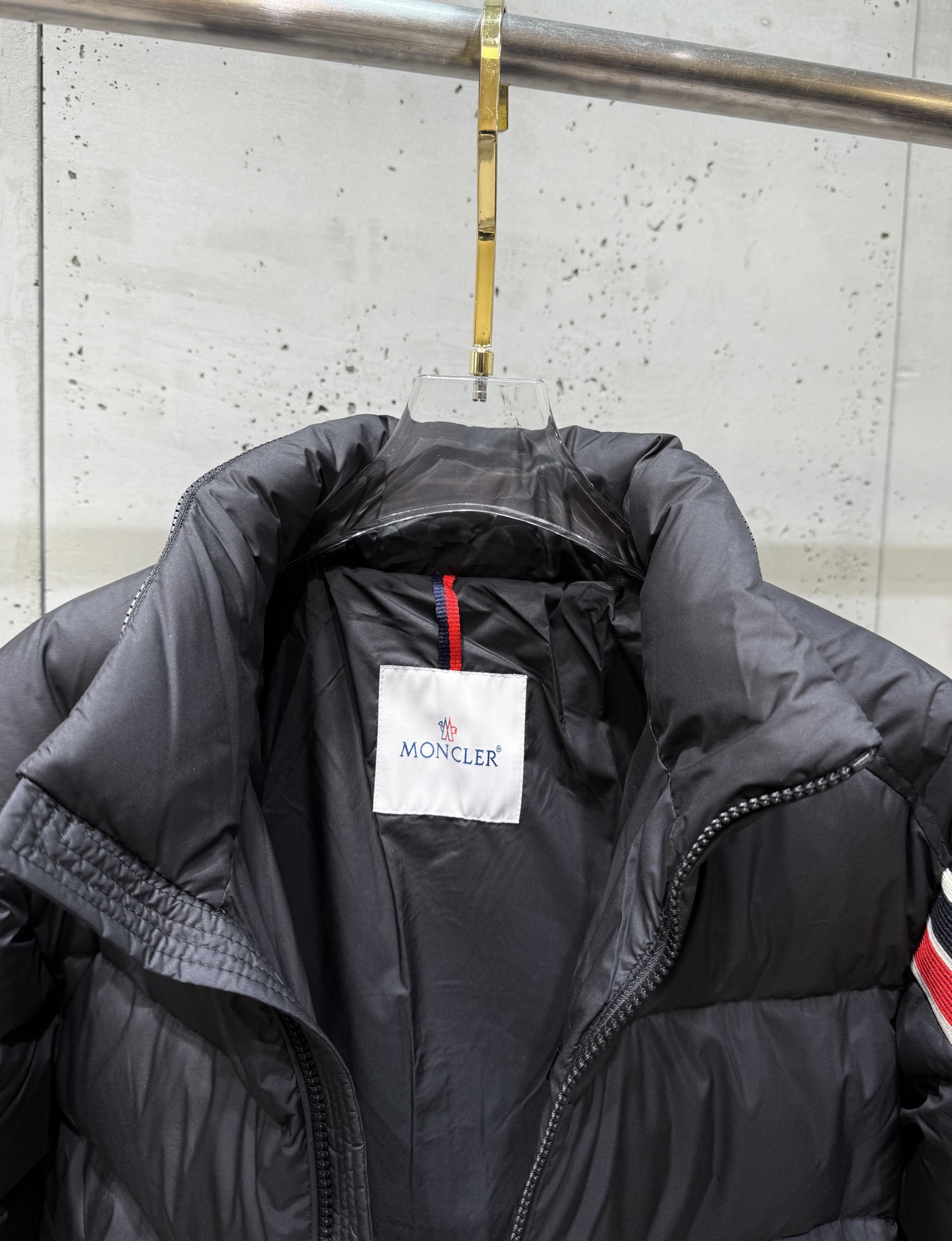 Moncler Male Basic Clothing White Duck Down Black Striped S-m-l