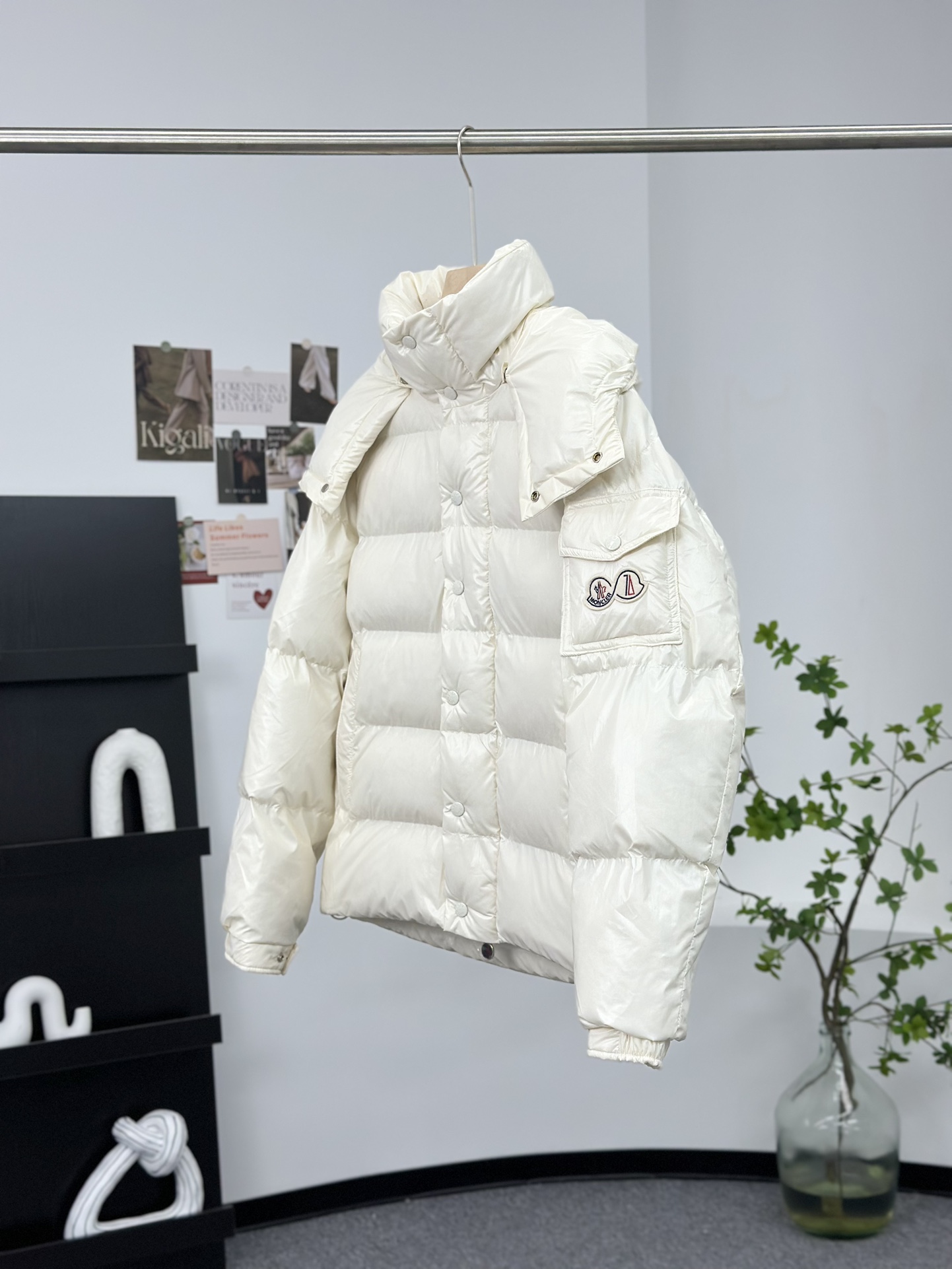 Moncler Down Jacket White Duck Down Black M-l-xl