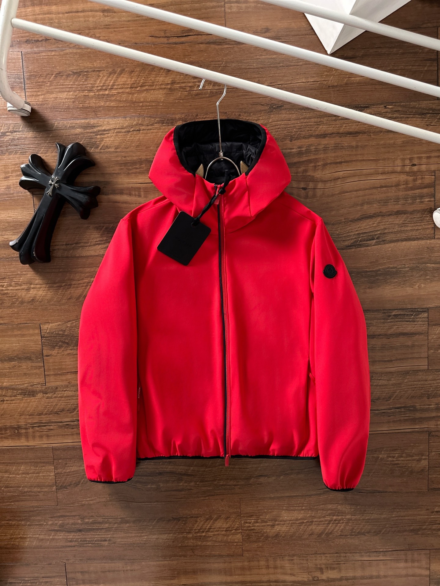 Moncler Male Jacket Goose Down Black Hooded S-m-l