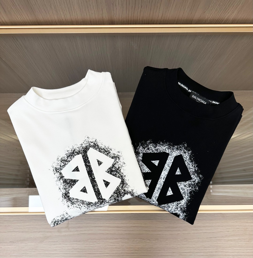 Balenciaga Basic Clothing Cotton Black Printed S-m-l-xl-xxl