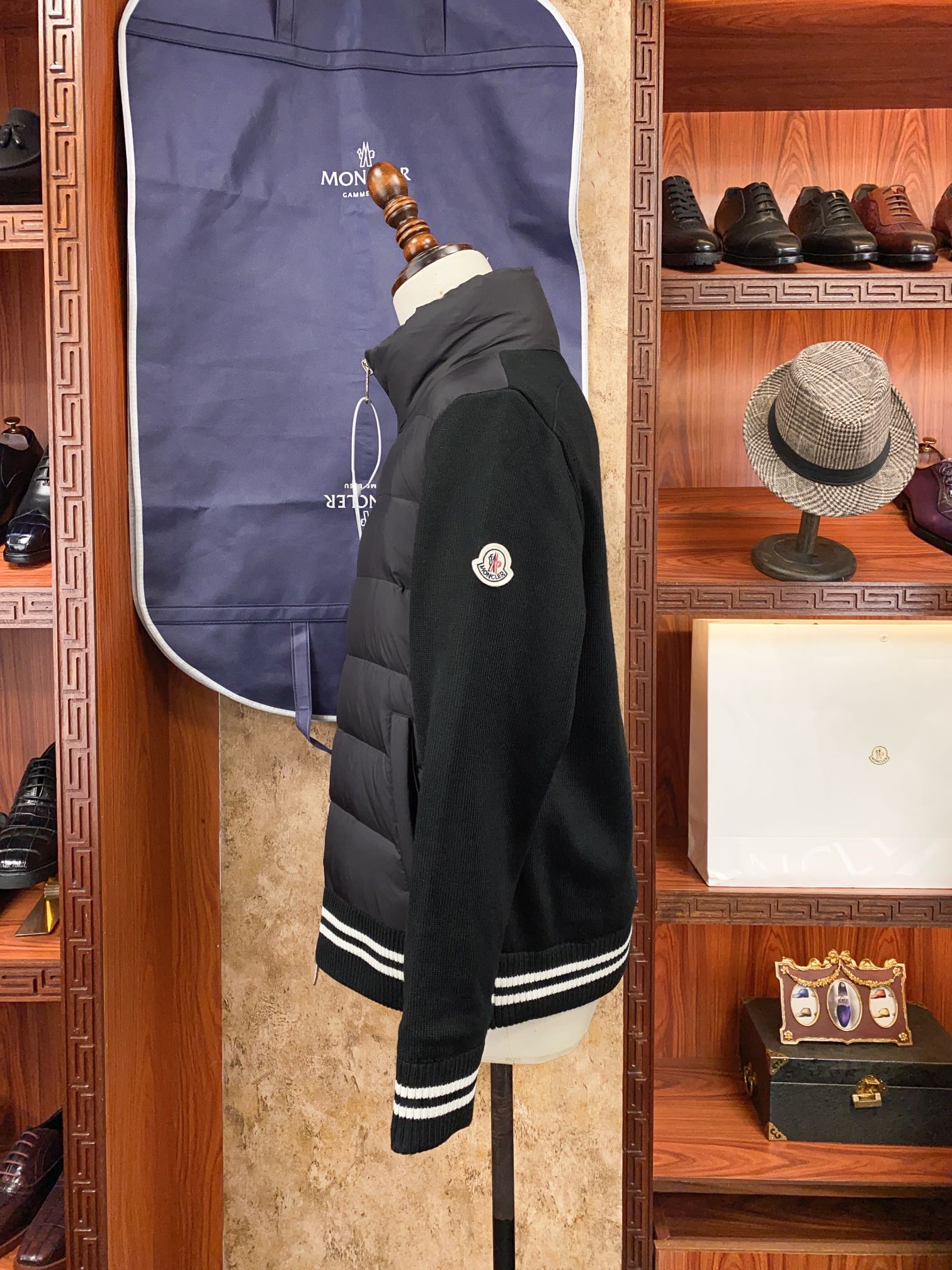 Moncler Couple Down Jacket Knitted Black Hooded M