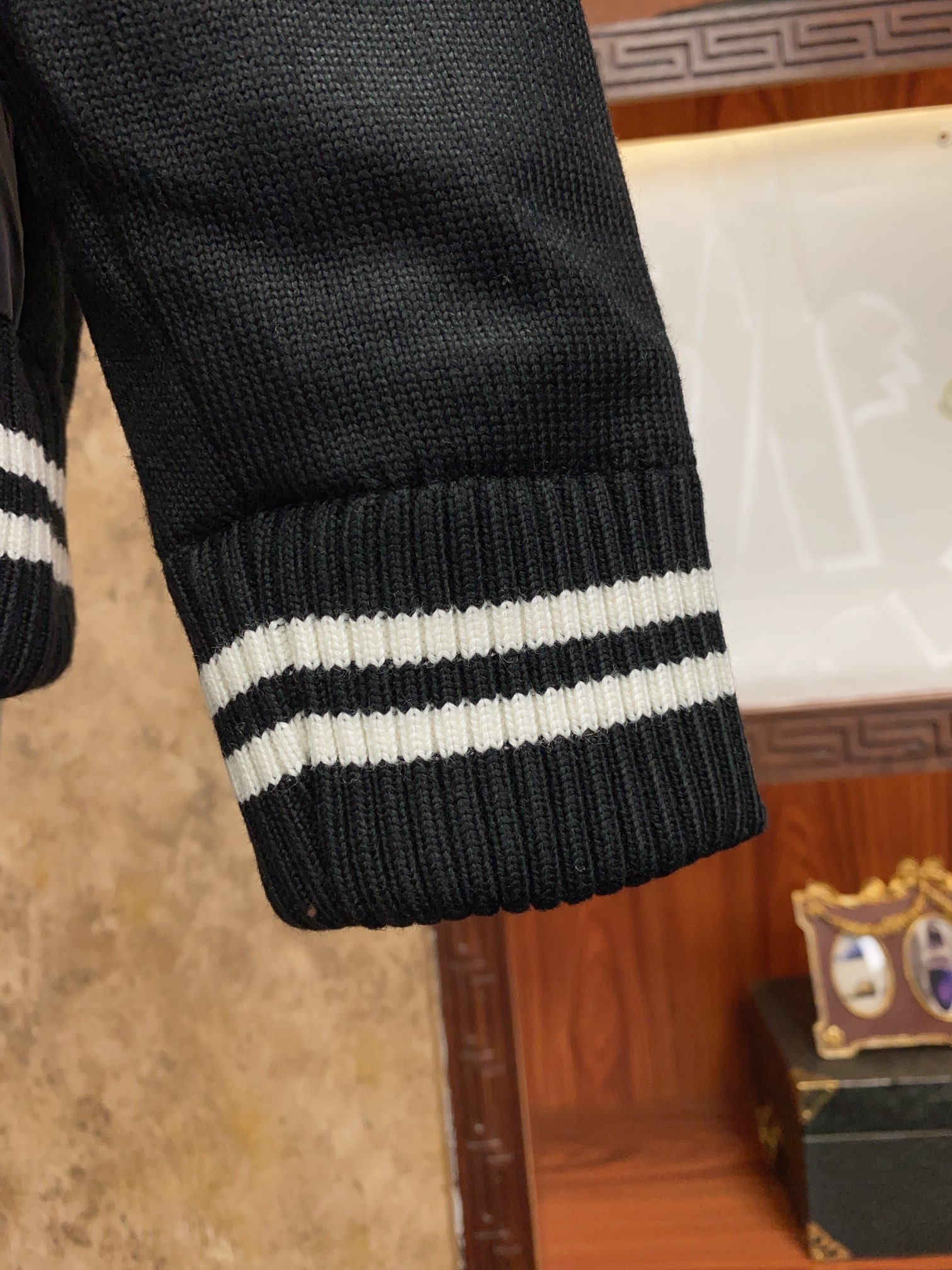 Moncler Couple Down Jacket Knitted Black Hooded M