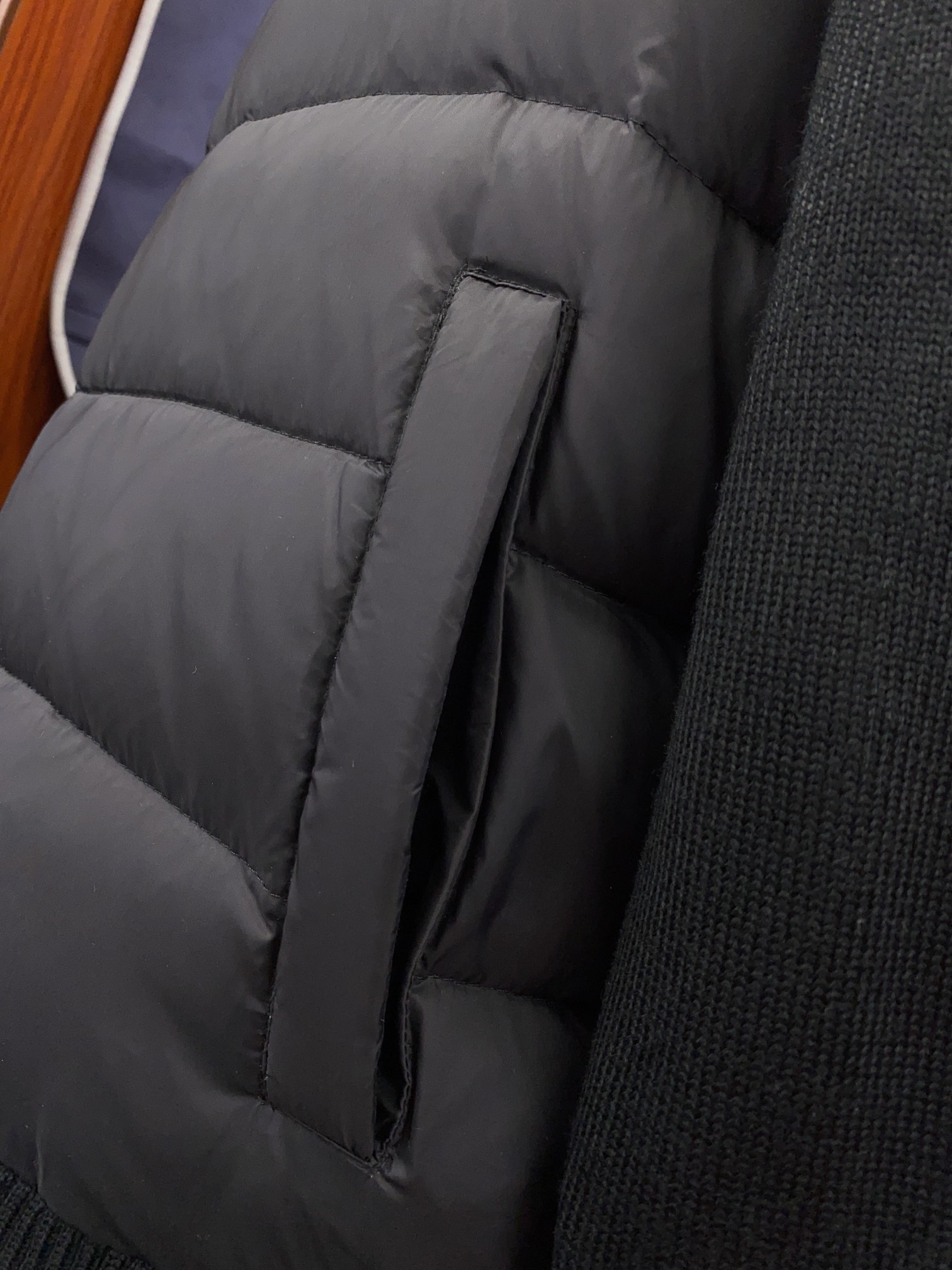 Moncler Couple Down Jacket Knitted Black Hooded M