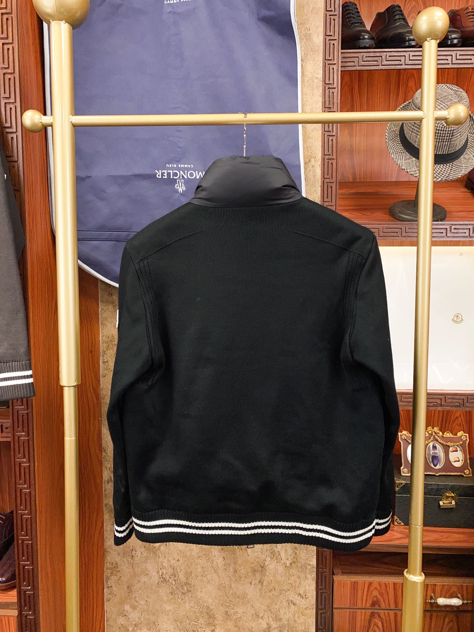 Moncler Couple Down Jacket Knitted Black Hooded M