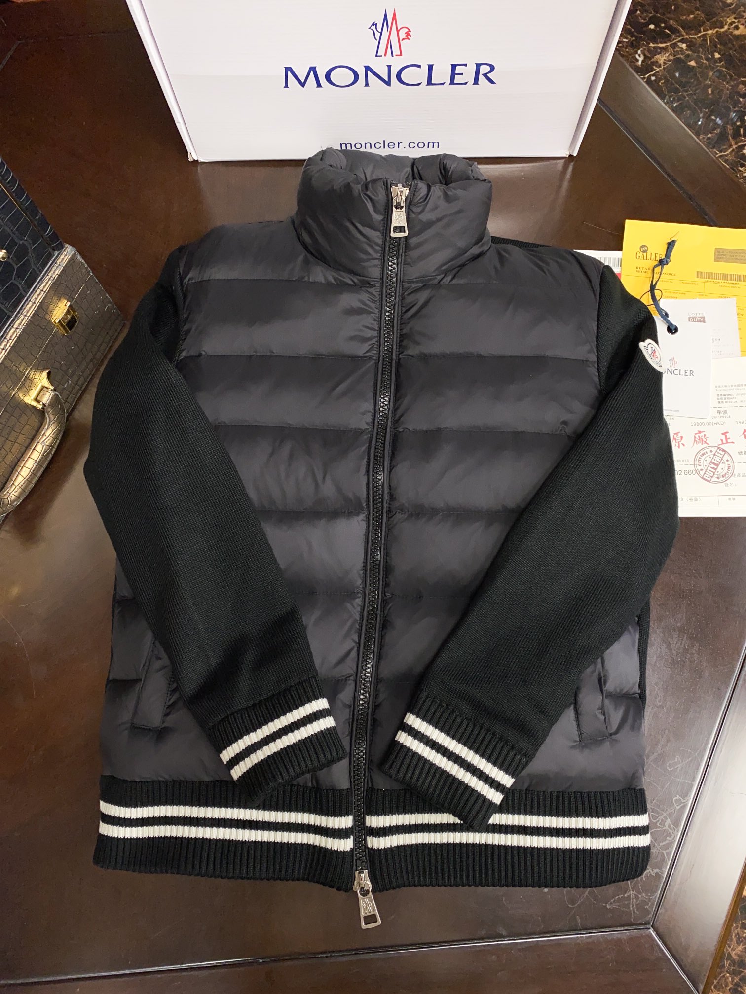 Moncler Couple Down Jacket Knitted Black Hooded M