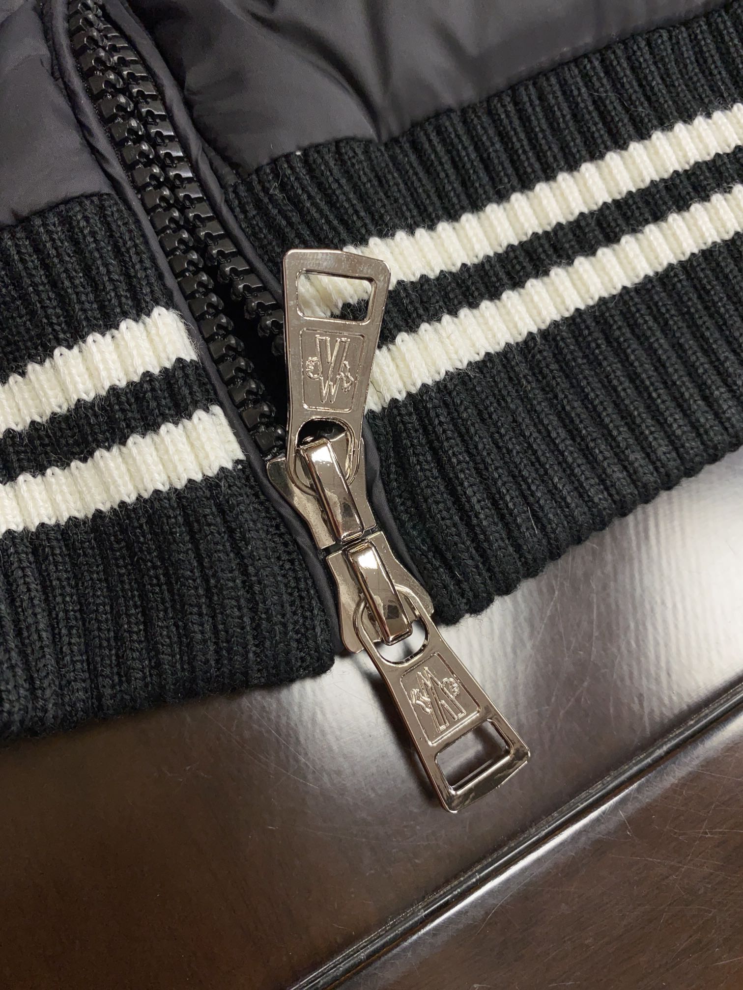 Moncler Couple Down Jacket Knitted Black Hooded M