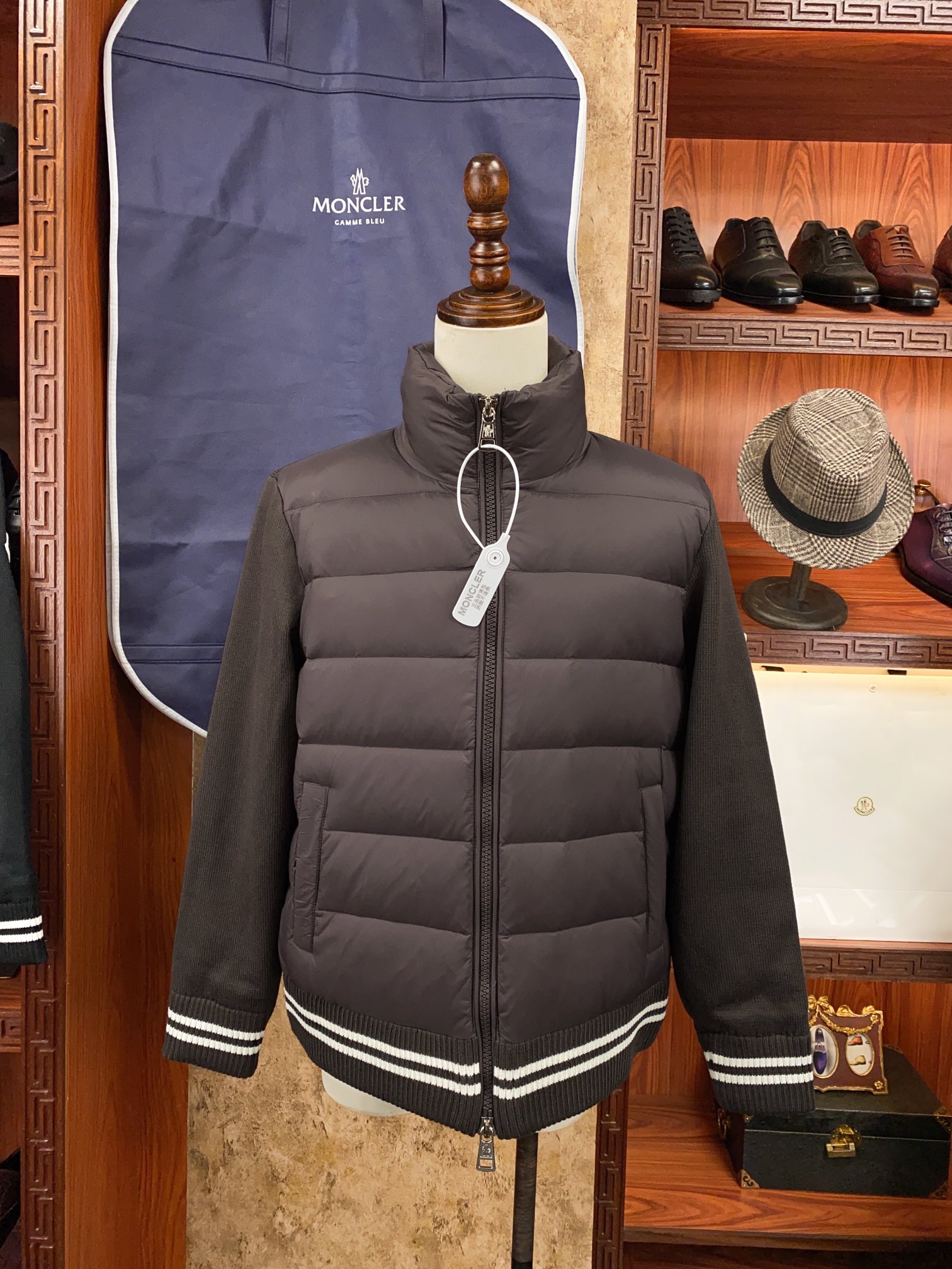 Moncler Couple Down Jacket Knitted Black Hooded M