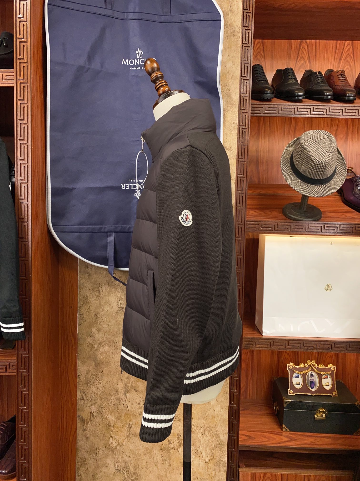 Moncler Couple Down Jacket Knitted Black Hooded M