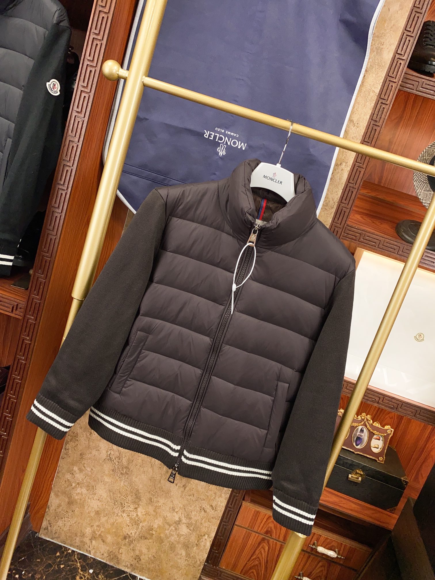 Moncler Couple Down Jacket Knitted Hooded M